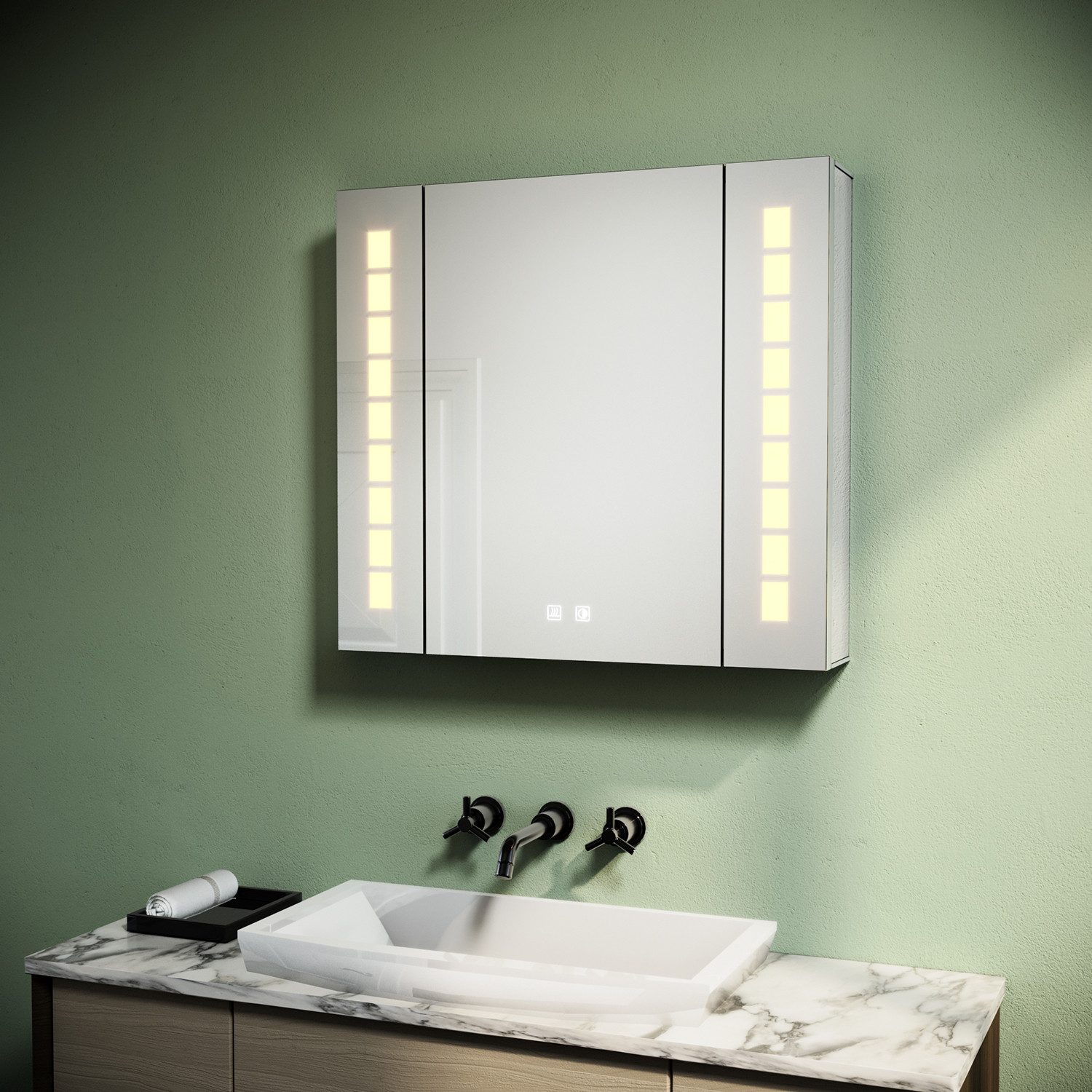 SONNI Spiegelschrank Dreifarbiger LED-Badezimmerspiegelschrank mit Antibesc günstig online kaufen