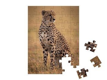 puzzleYOU Puzzle Sitzender Gepard, 48 Puzzleteile, puzzleYOU-Kollektionen Safari, Geparden, Raubtiere