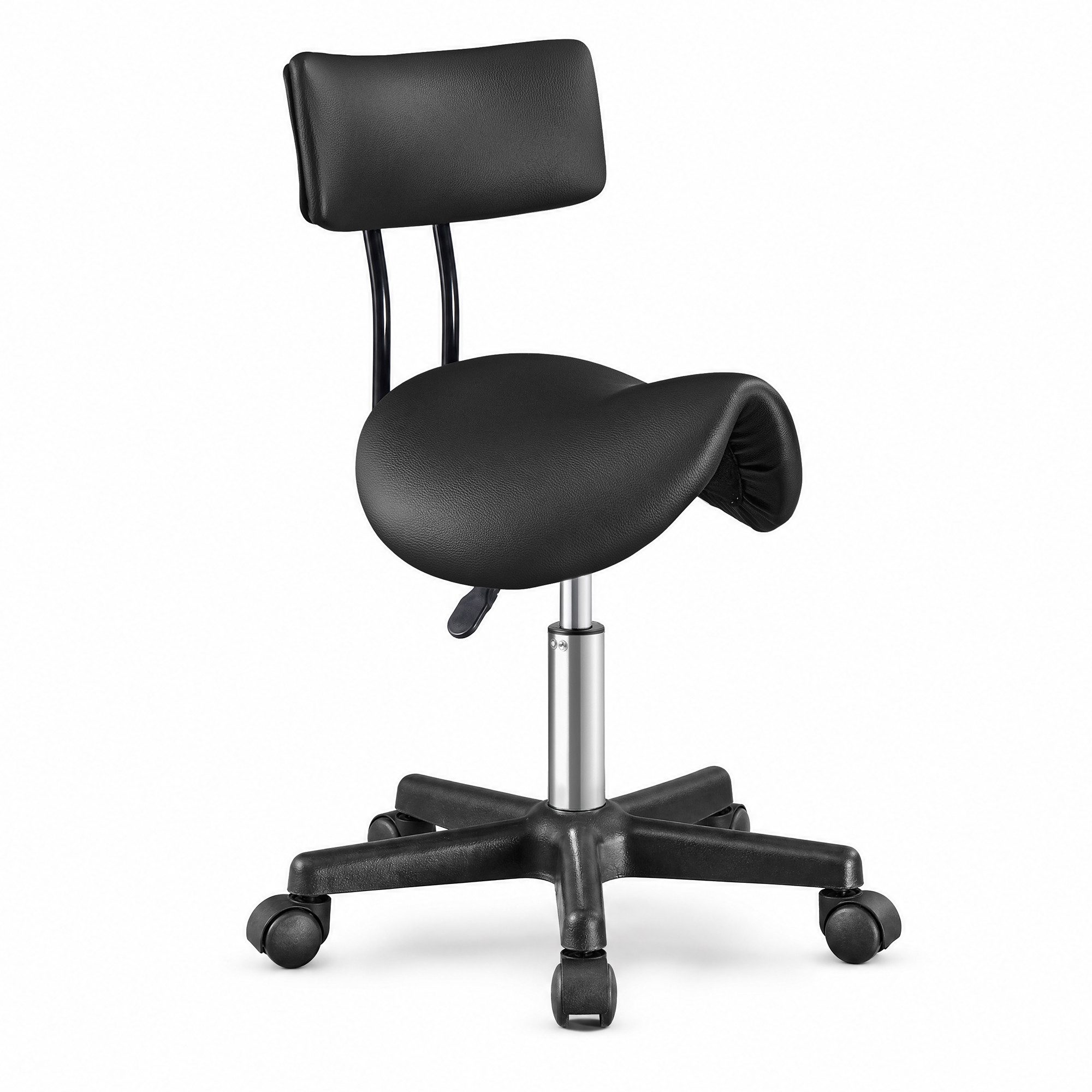 SONGMICS Arbeitshocker Sattelhocker, Höhenverstellbar, 360° Drehbar, bis 150 kg, für Büro, Ergonomischer Arbeitsstuhl aus PU-Leder, 56 x 56 x 68,5-82,5 cm