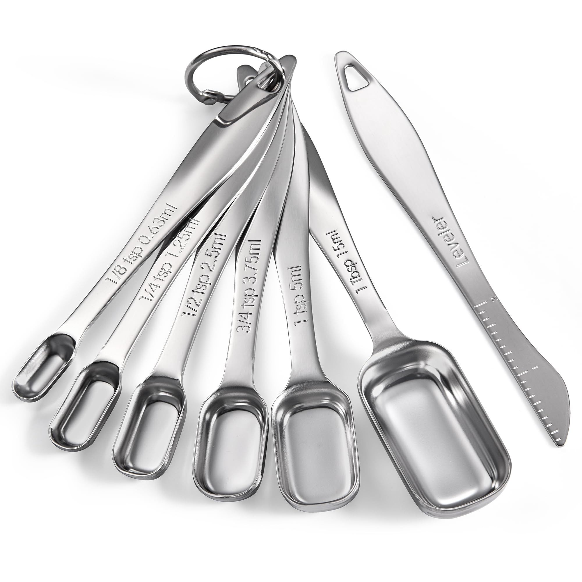 FOUORTUNATE-BEE Messlöffel 7er-Set Messlöffel aus Edelstahl Gewürzlöffel Esslöffel Dosierlöffel, (Präzisions Küchenwerkzeug zum Messen, 7-St., für Proteinpulver, Kaffee und Backen, Spülmaschinenfest)