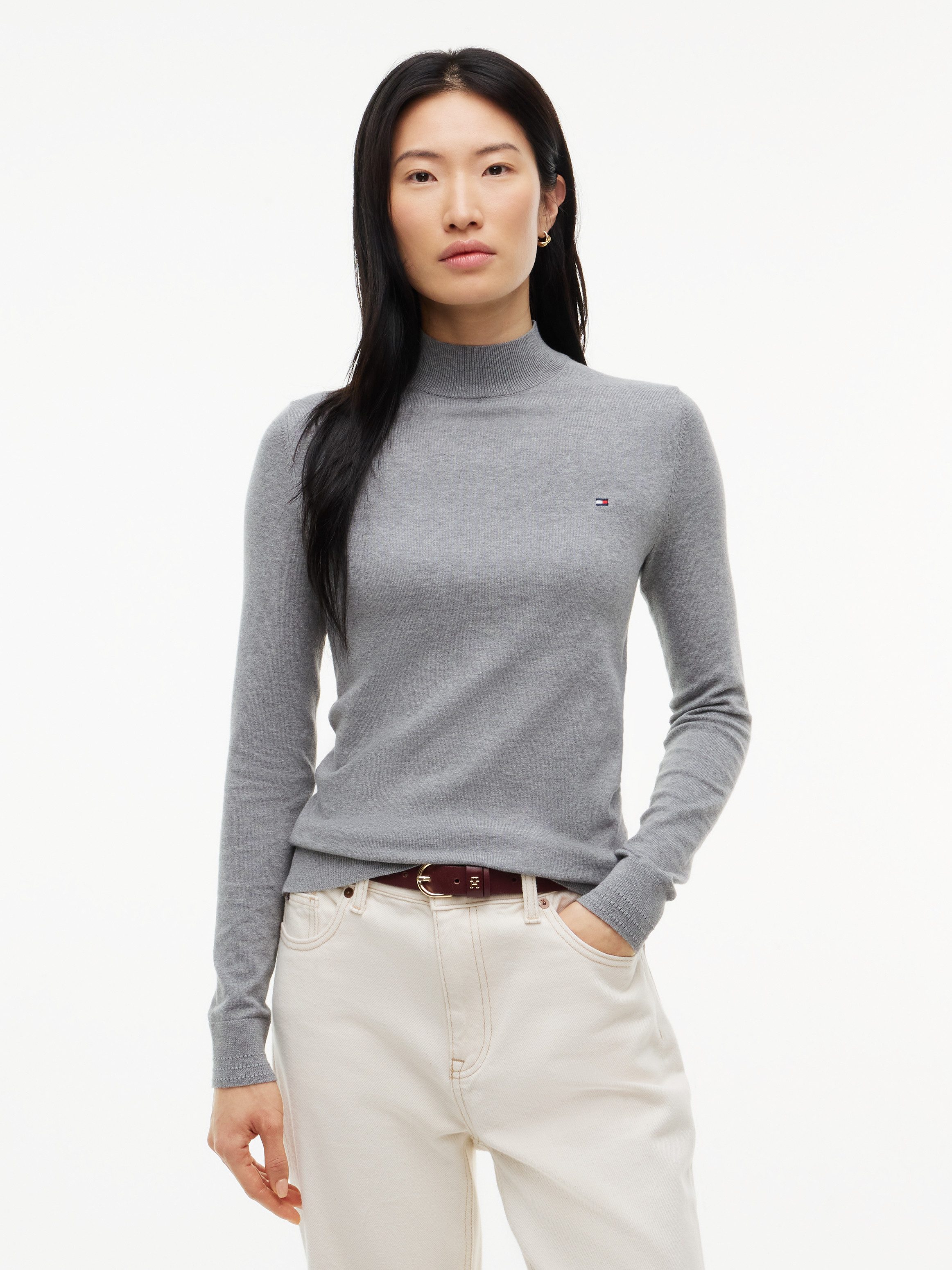 Tommy Hilfiger Strickpullover COTTON JERSEY SLIM MK-NK SWT Baumwollmischung, slim fit