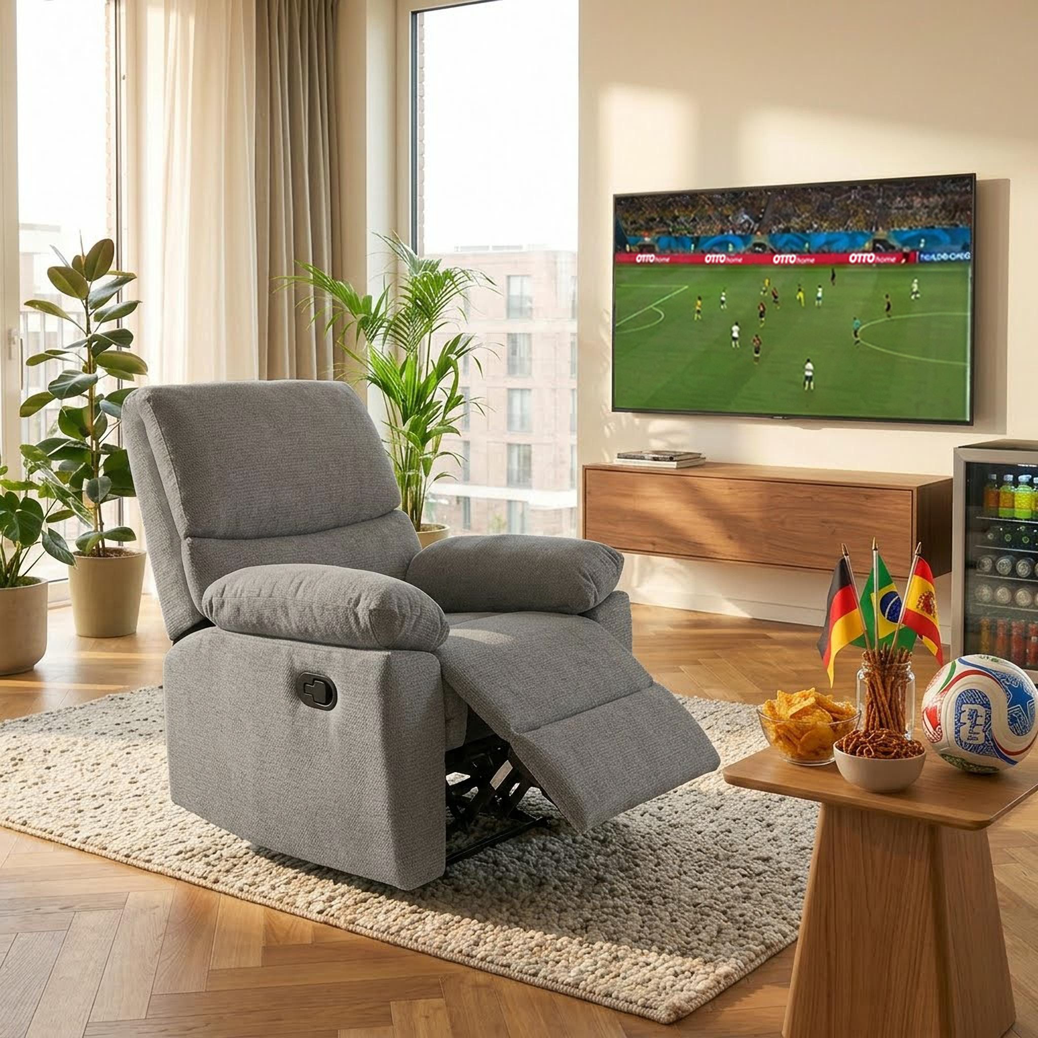 Relaxsessel LANNOY, TV-Sessel, elektr. o. manuelle Relaxfunktion, USB A/C