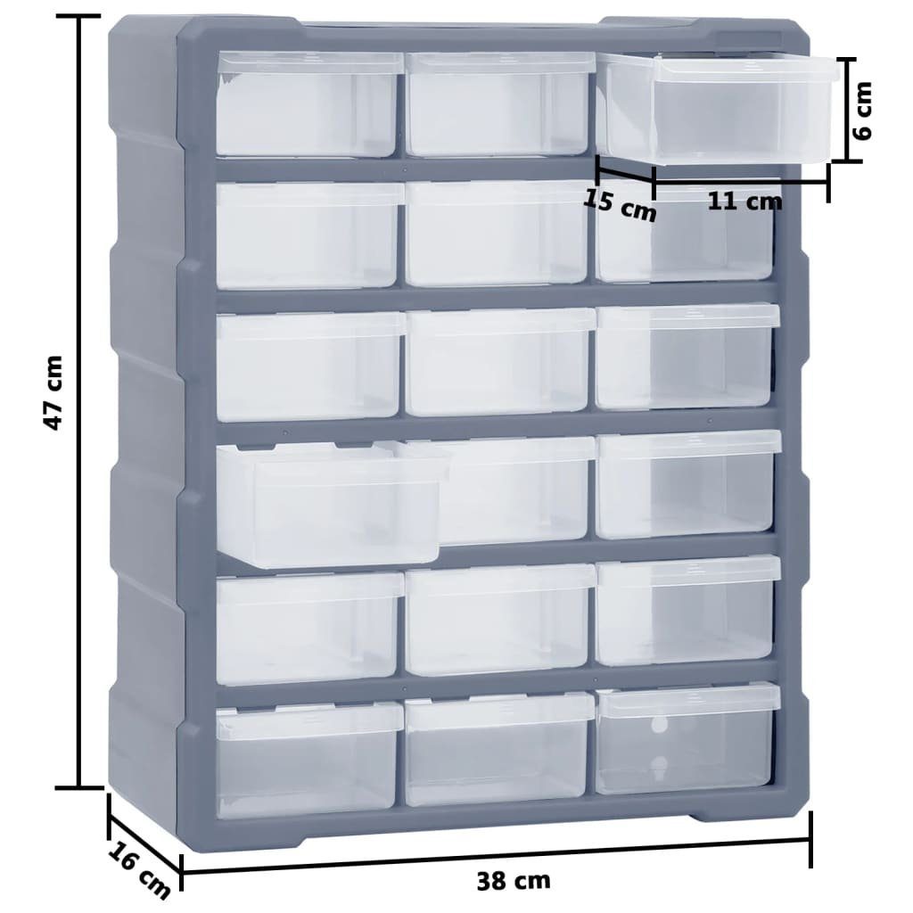 vidaXL Werkzeugbox Multi-Schubladen-Organizer (1 38x16x47 Schubladen St) 18 cm