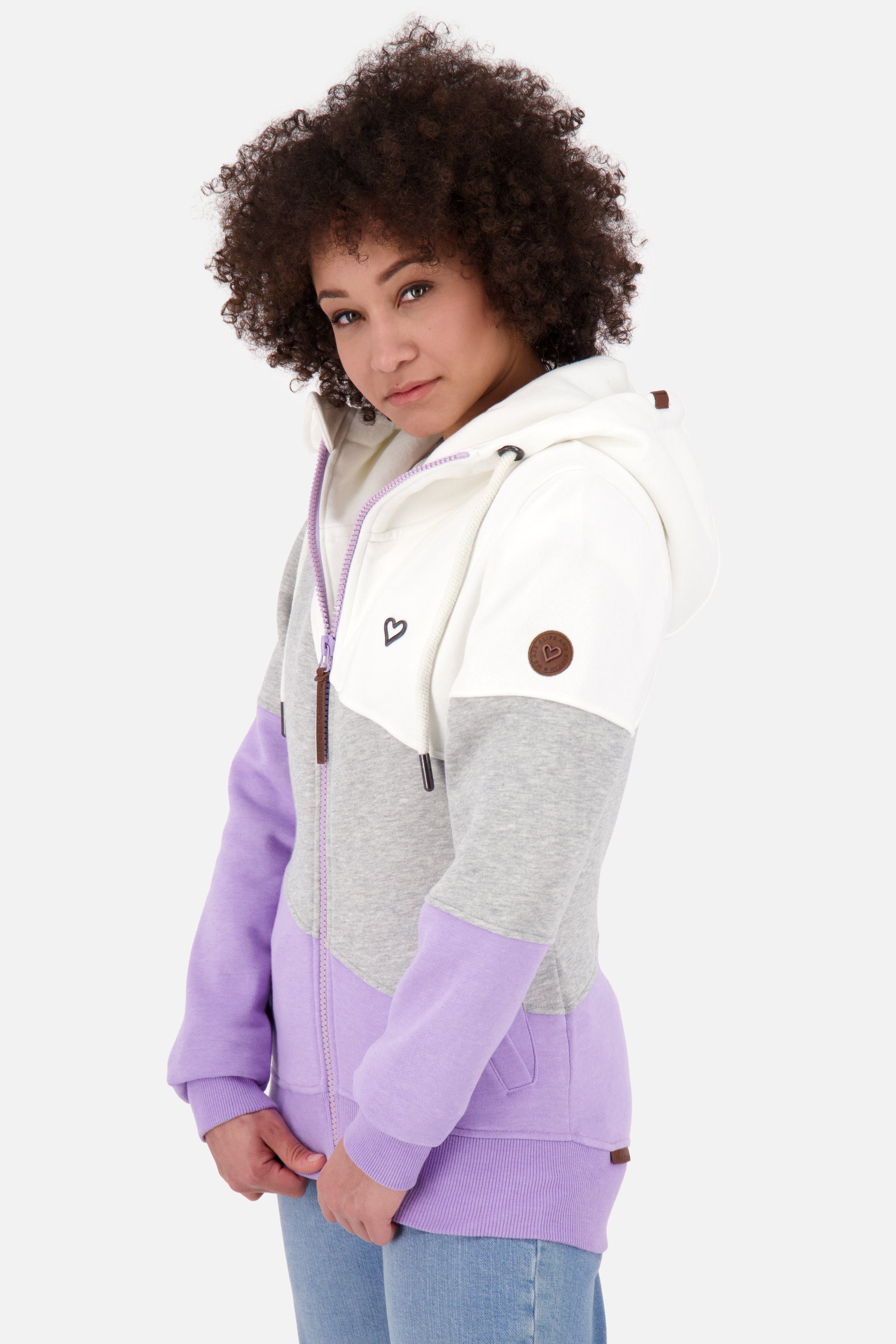 Alife & Kickin Kapuzensweatjacke Damen melange lavender Sweatjacket SteffiAK digital A Hooded