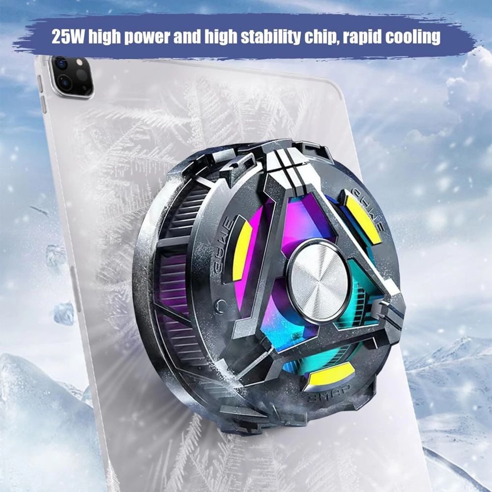 AURIVION Heizkörper Magnetischer Handy Kühler mit RGB Licht für Gaming & Tablet, RGB Kühlkörper mit starken Kühlmodi für Smartphone