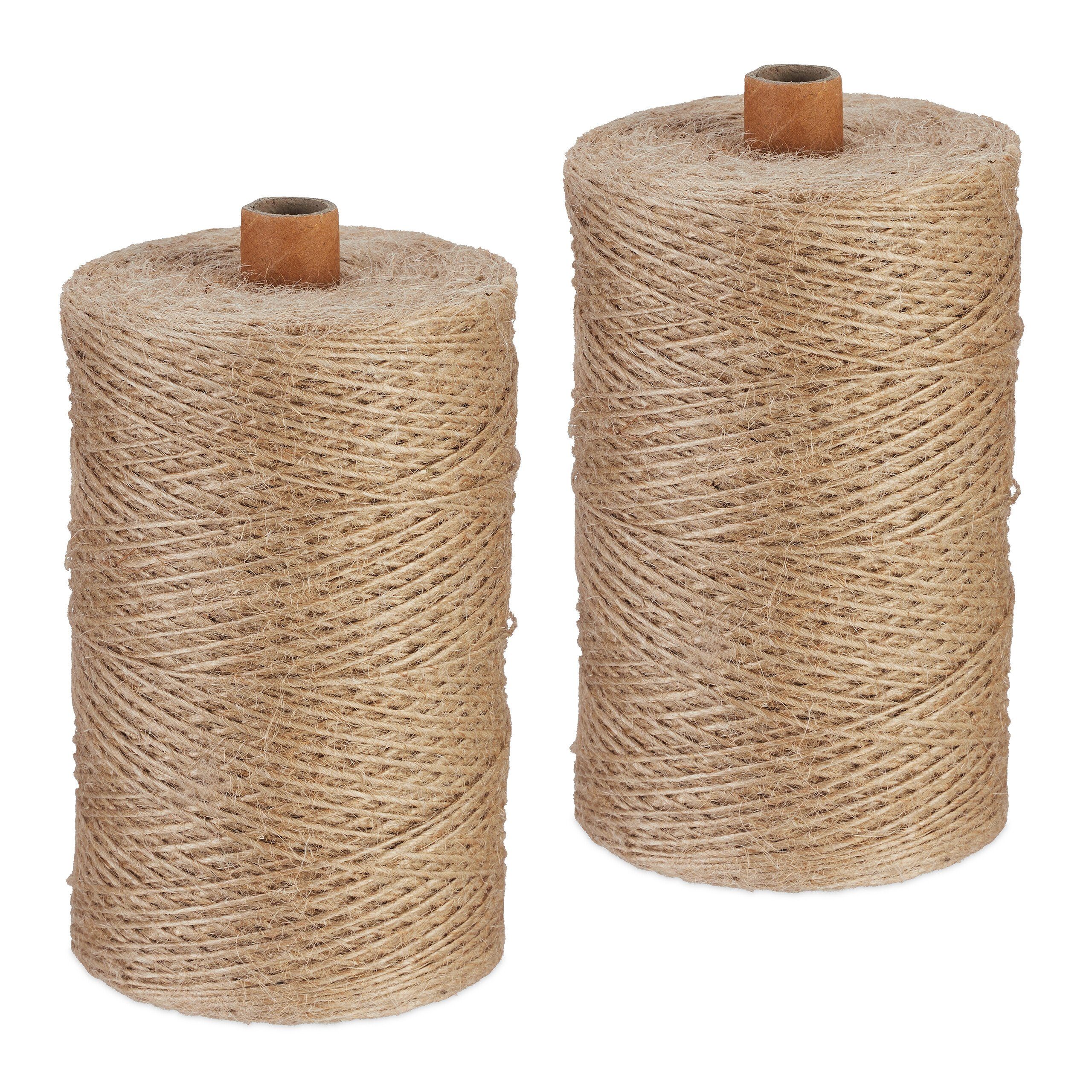 relaxdays Juteschnur 1 mm x 500 m 2er Set Bastelgarn