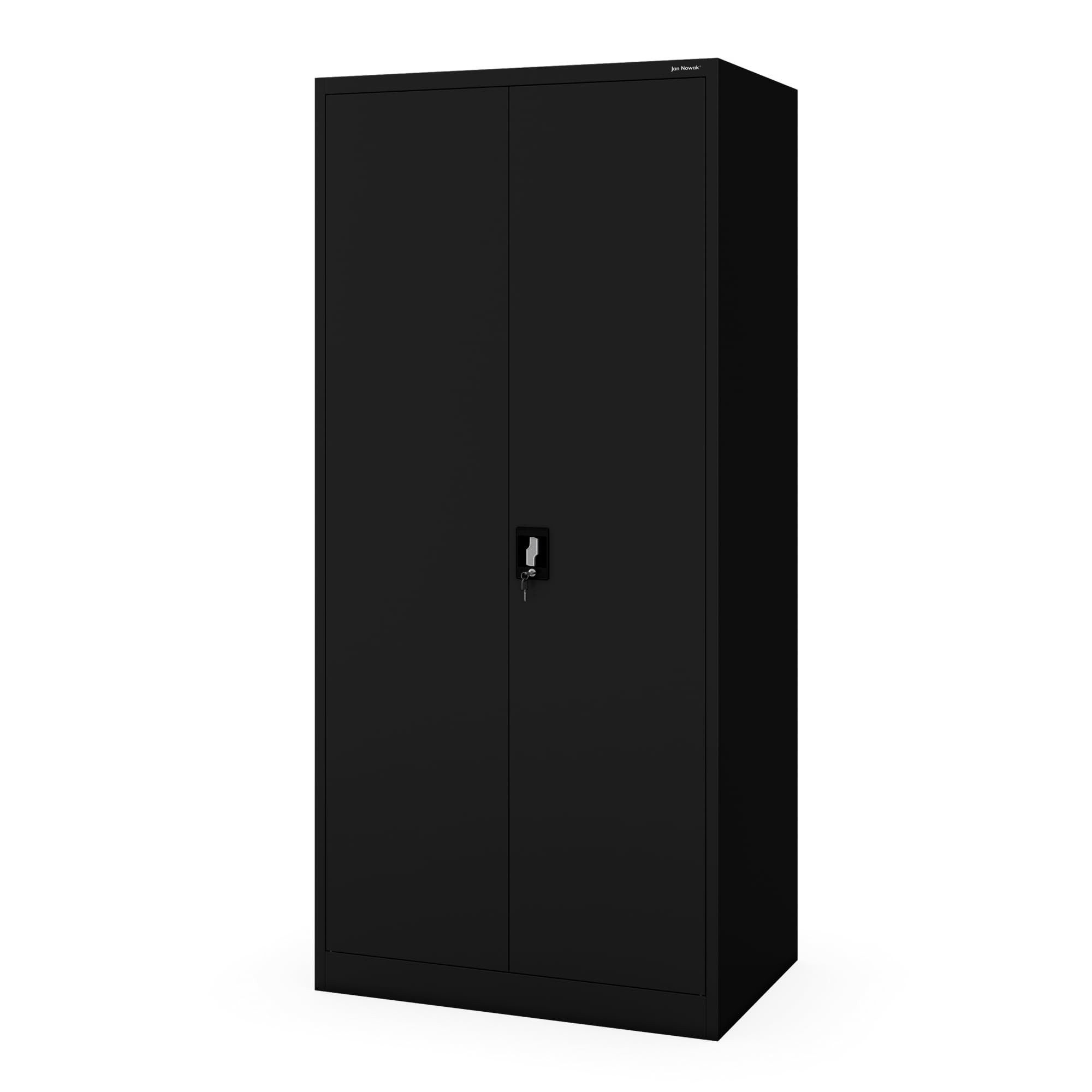 Jan Nowak Aktenschrank Metall Büroschrank abschließbar 90 cm JAN H D600 4 Böden Stahl (Kaltwalzstahl 0,6 mm Wandmontage möglich 4 Farben) Ordnerschrank 50 Ordner Schloss 2 Schlüssel Tiefe 60 cm robust