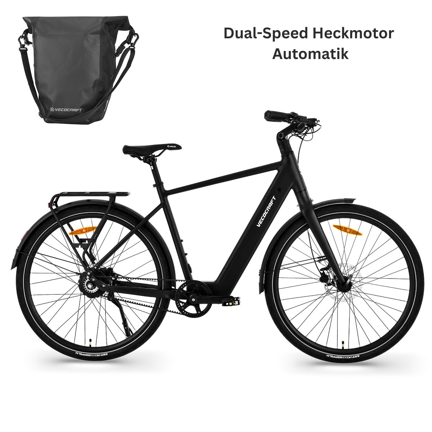 VECOCRAFT E-Bike Cityrad 28'' SOL mit Gates Riemenantrieb, Drehmomentsensor, Daul Speed motor, 45/50Nm Heckmotor, (hydraulische Scheibenbremsen), Pedelec, 100km, ebike für Damen und Herren