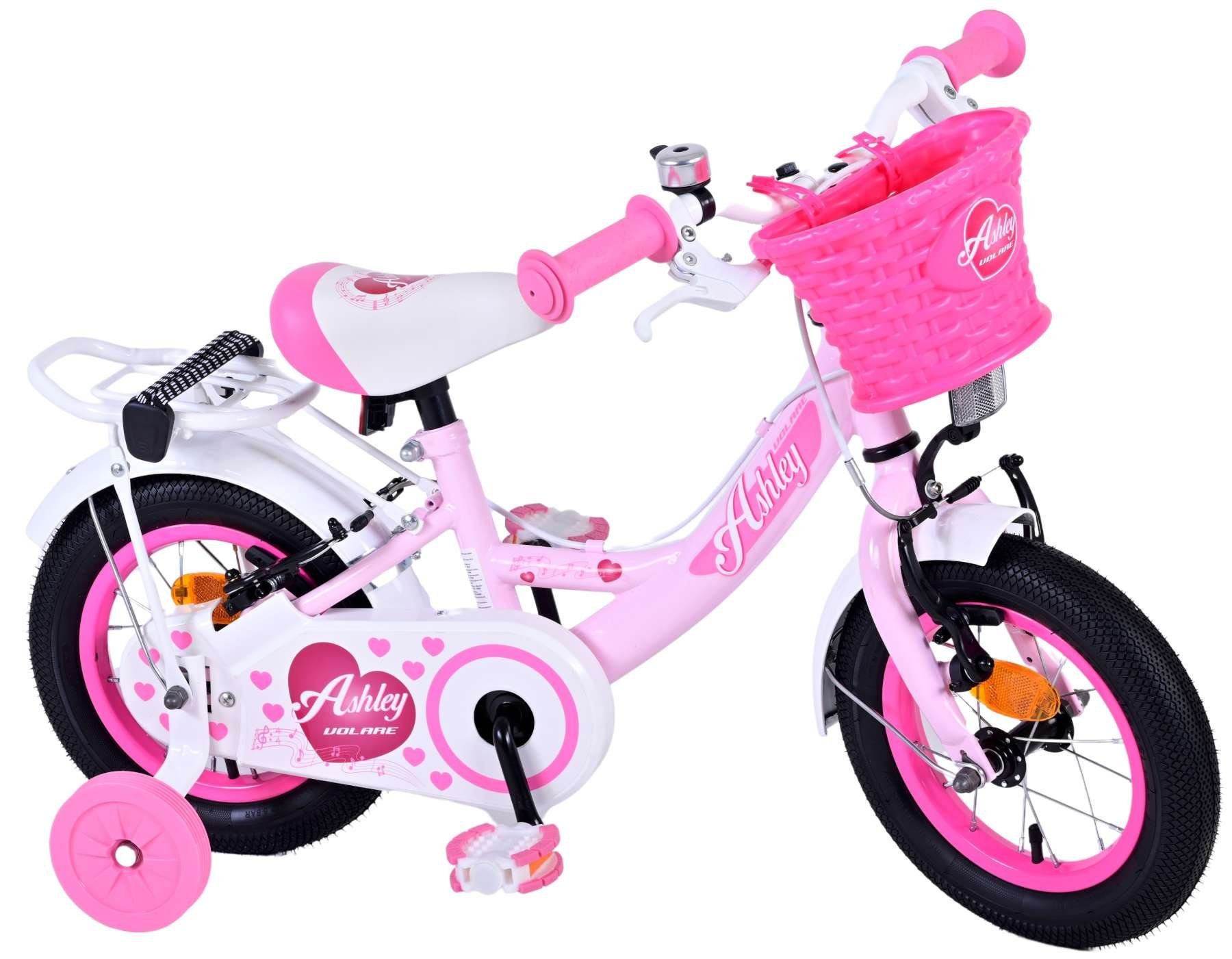 Volare Kinderfahrrad Ashley für Mädchen - mit Zwei Handbremsen - 85% zusammengebaut, bis 60 kg, 12,14,16,18 Zoll, Luftbereifung, einstellbare Lenkerhöhe Pink | Kinderfahrräder