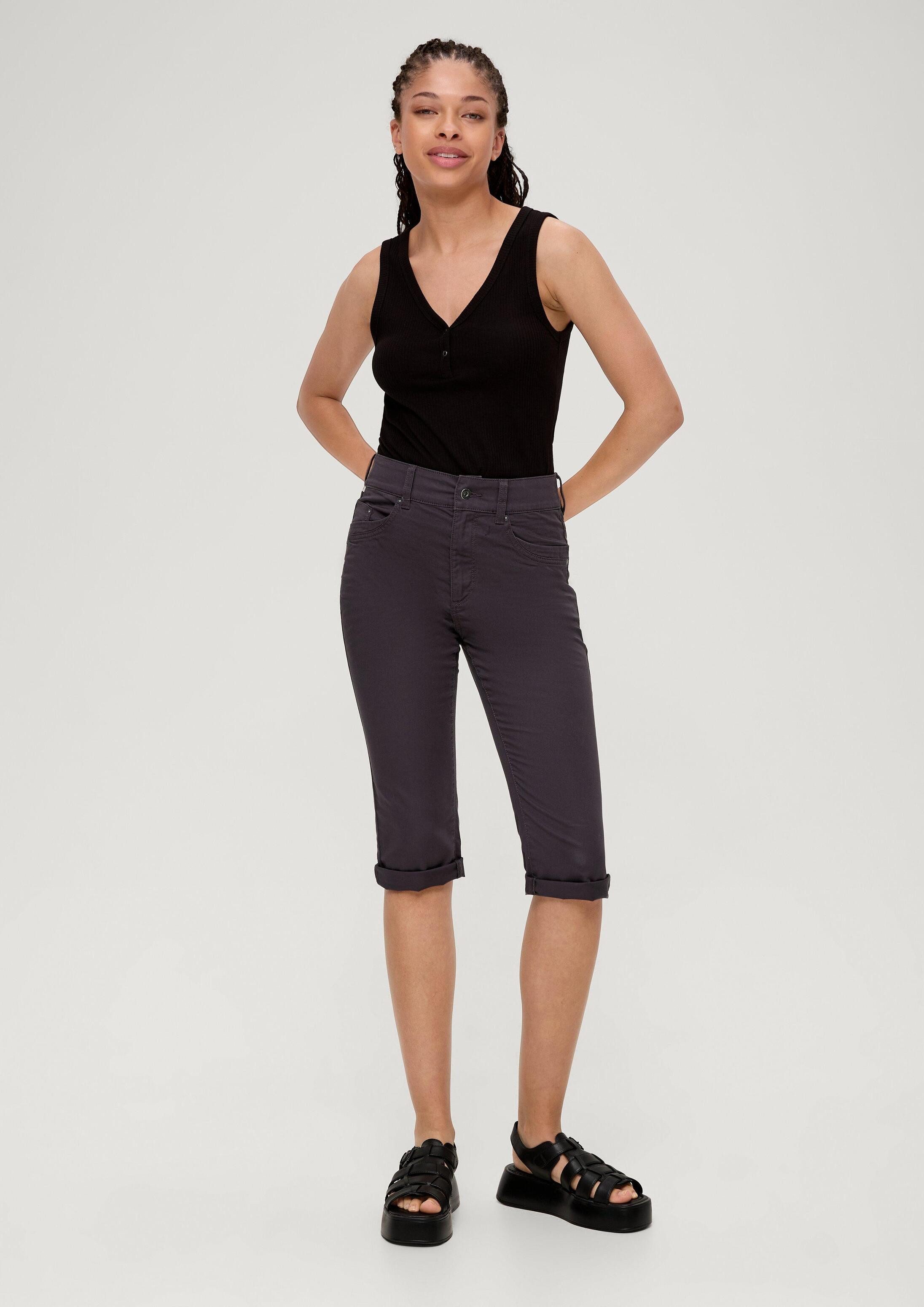 QS Caprihose Hose Slim: Capri aus Baumwollsatin