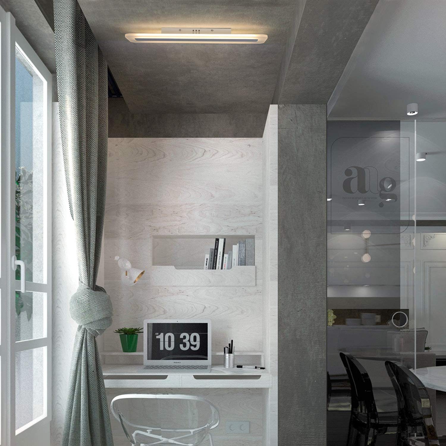 ZMH LED Deckenleuchte modern integriert, Tageslichtweiß Balkon, weiß Fernbedienung Flach Panel Bürolampe fest Küche LED Schlaf