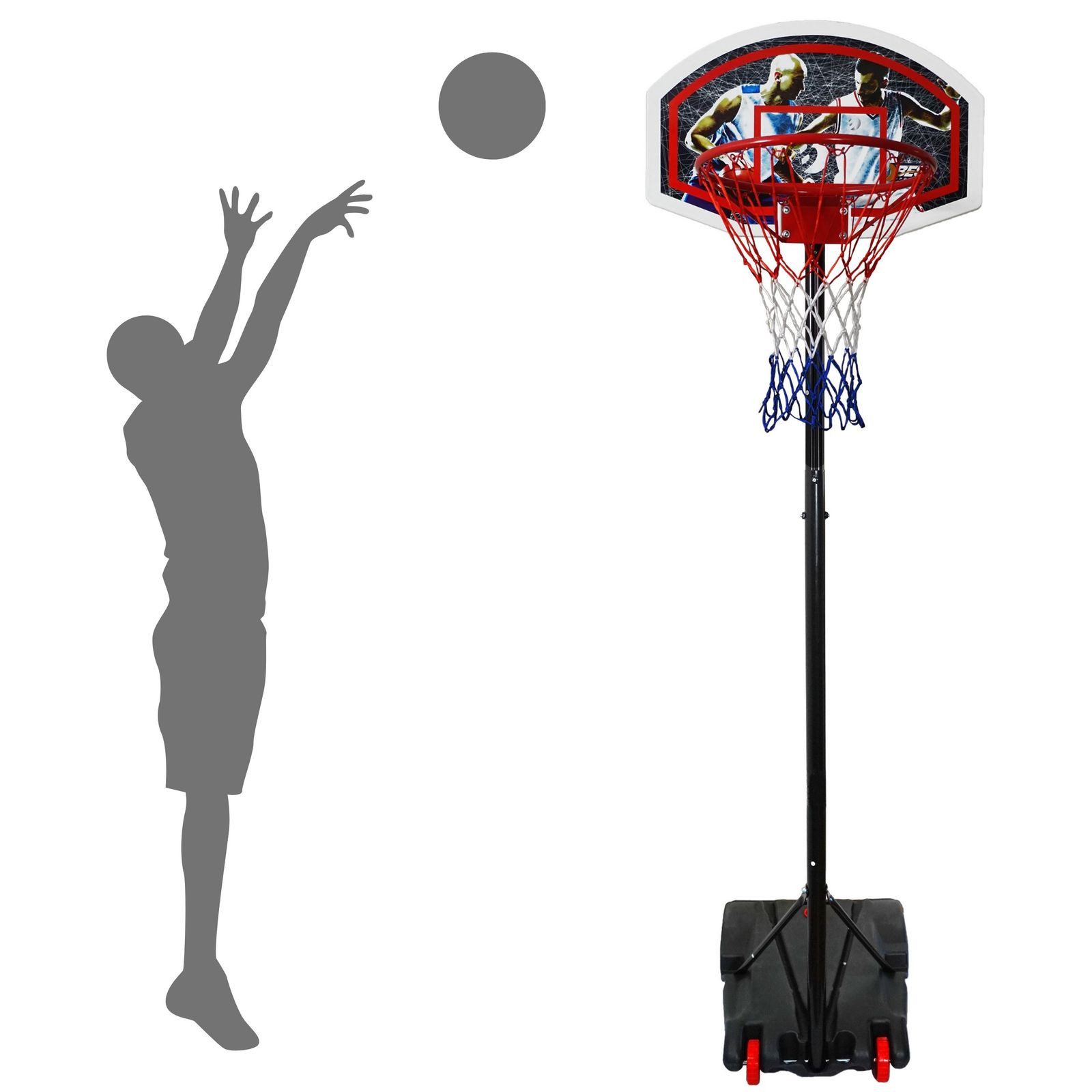 Best Sporting Basketballkorb Basketballkorb Outdoor Set 165cm bis 205cm, Basketballkorb verstellbar I Transportable Korbanlagen für Einsteiger