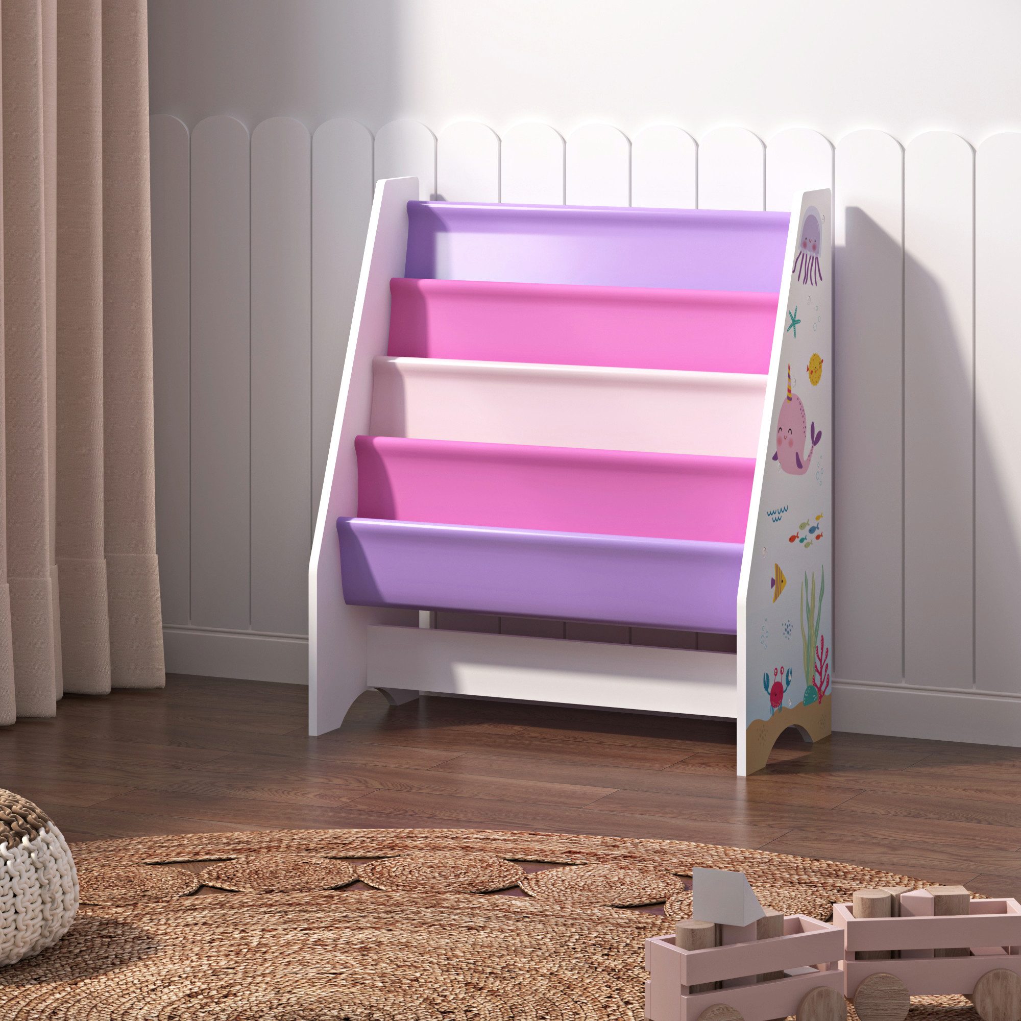 en.casa Kinderregal, »Fisterra« Kinder-Bücherregal 4 Ablagefächer günstig online kaufen