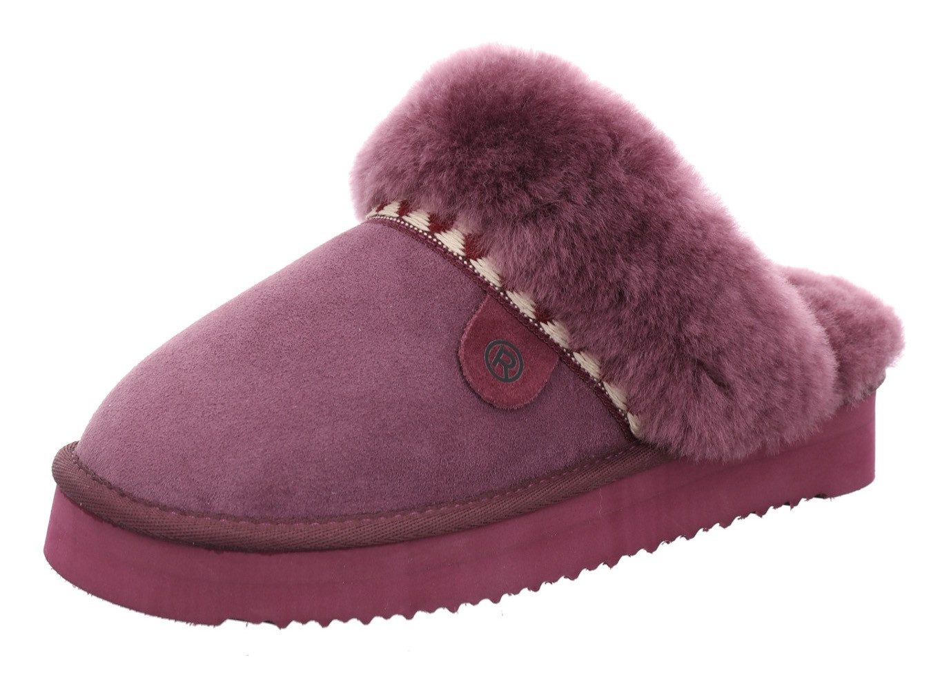 Rohde GENOVA Pantoffel Hausschuh, Clog mit Lammwolle und Plateasohle