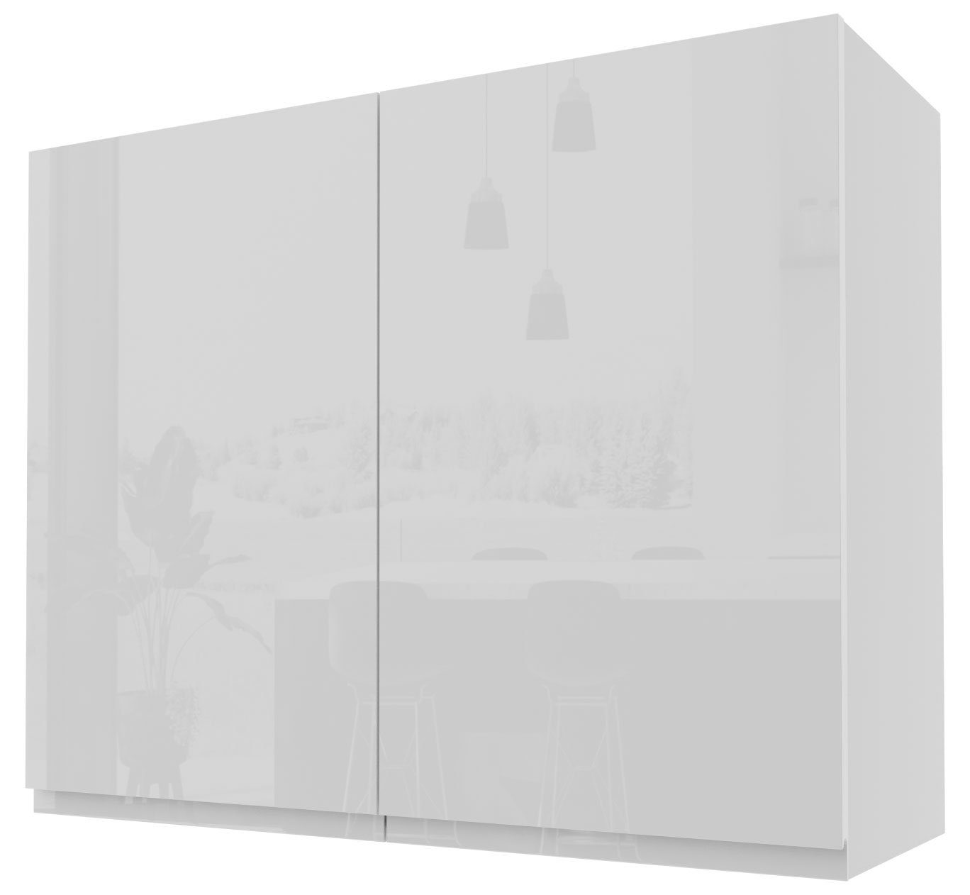 Feldmann-Wohnen Klapphängeschrank Florence (Florence) 90cm Front- und Korpusfarbe wählbar grifflos 2-türig RAL 6025 farngrün Hochglanz | Hängeschränke