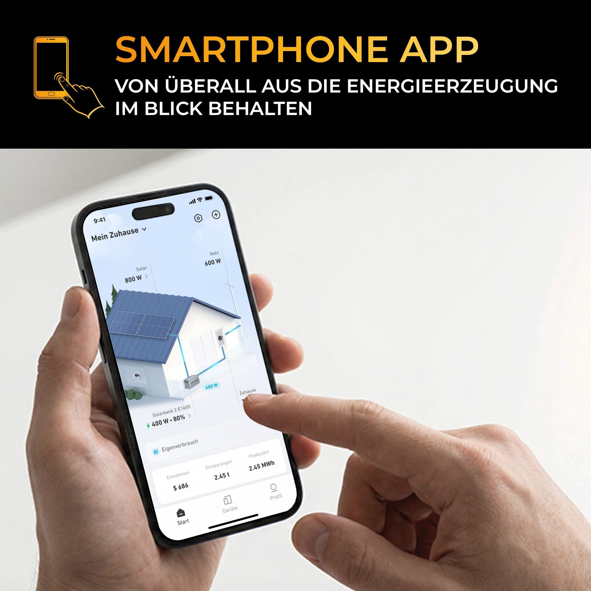 Kleines Kraftwerk Balkonkraftwerk, 960 W, Monokristallin, (ohne Halterung, Solaranlage Komplettset mit Speicher), 2 x 480W, Anker Solarbank 4 Pro