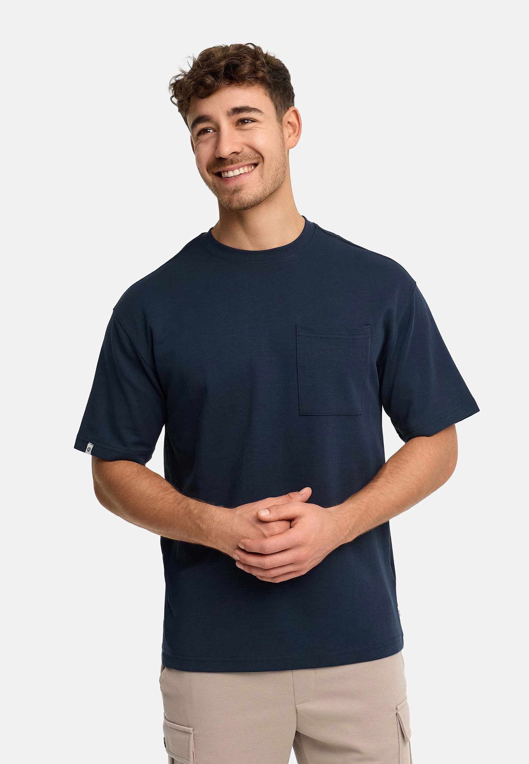 Indicode T-Shirt Herren INWiwa Basic T-Shirt mit Brusttasche mit Rundhalsausschnitt und aufgesetzter Brusttasche