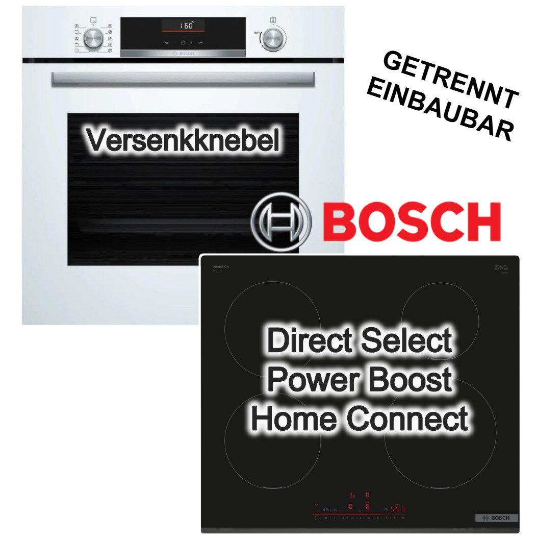 BOSCH Backofen-Set Backofen AirFry 3DHeißluft + Induktionskochfeld PowerBoost HomeConnect, EcoClean Direct