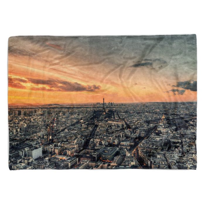 Sinus Art Handtücher Handtuch Strandhandtuch Saunatuch Kuscheldecke mit Fotomotiv Paris Horizont Eif Baumwolle-Polyester-Mix (1-St) Handtuch