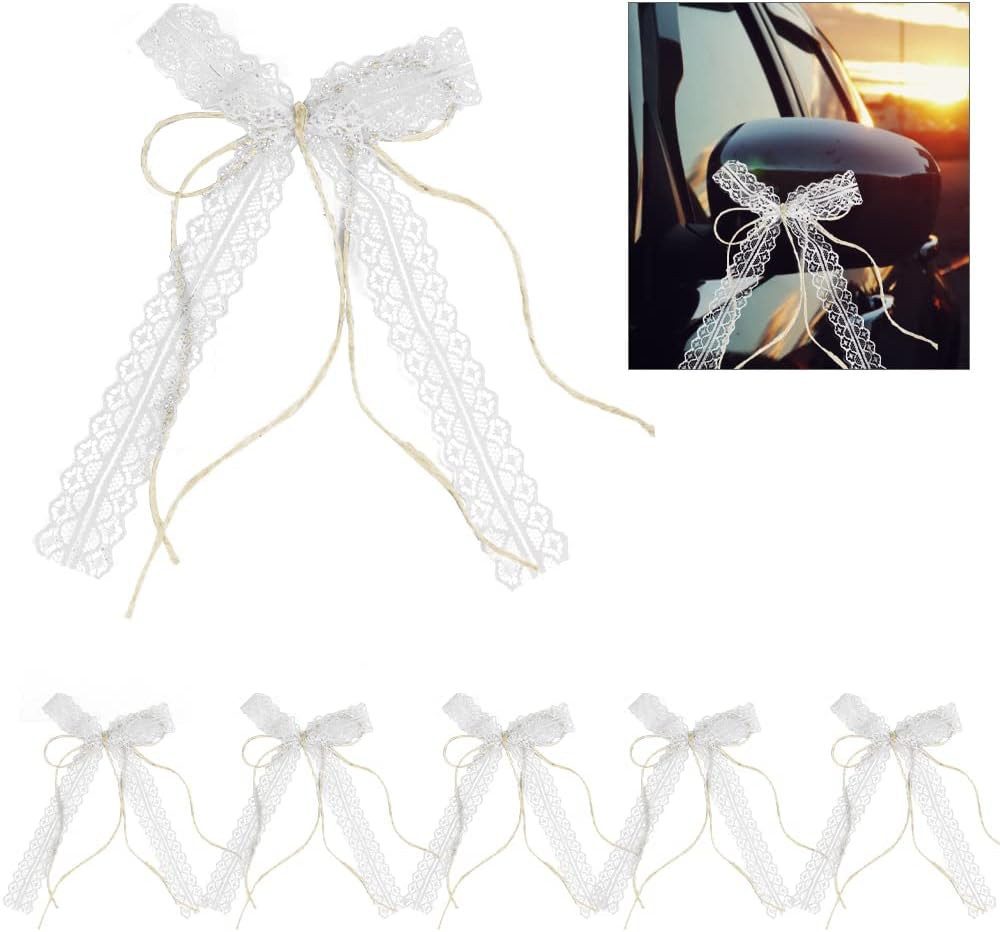 FELIXLEO Dekohänger 30 Hochzeit Autoschleifen Weiß Doppelschicht Bänder für Dekor (1 St)