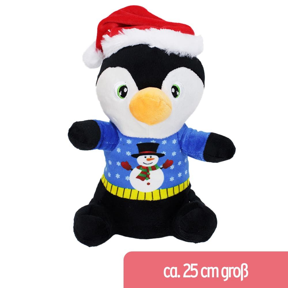 Kuscheltier Pinguin Stofftier im Weihnachts-Look