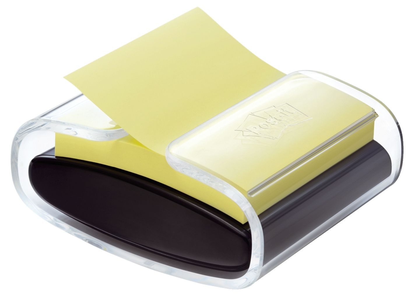 Post-it® Notizblock Post-it Z-Notes Spender, schwarz/transparent, bestückt
