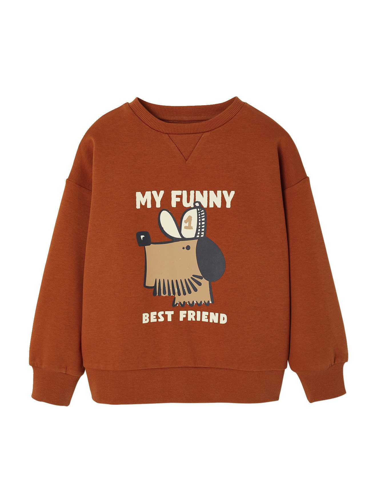Fleecepullover Sweatshirt mit Hundemotiv für Jungen