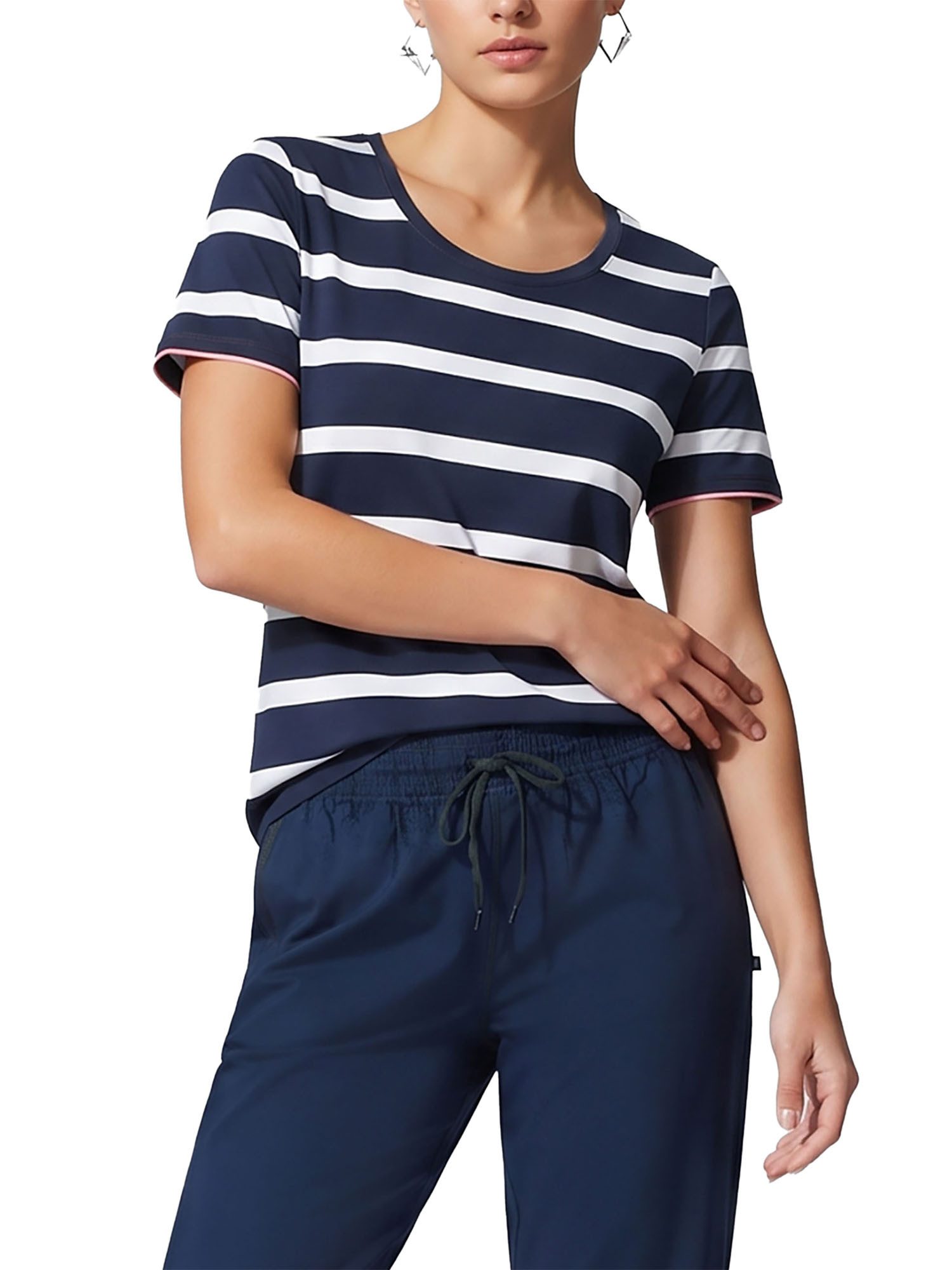 Ammann T-Shirt Damen T-Shirt Mix Women (Stück, 1-tlg) reine Baumwolle, Streifen-Design, Rundhalsausschnitt