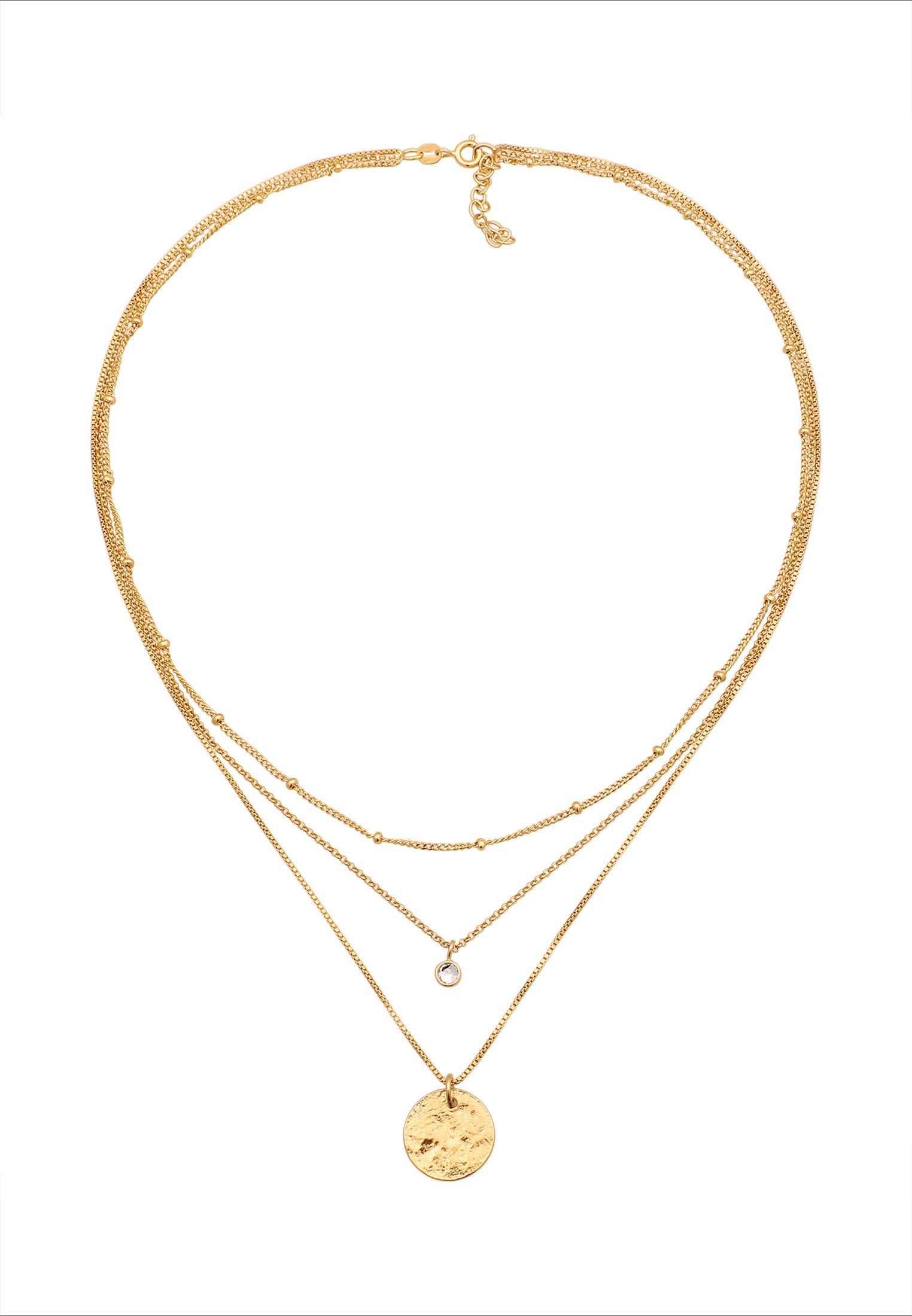 Elli Ketten-Set Layer Plättchen Glas Kristalle Weiß 925 Sterling Silber ver günstig online kaufen