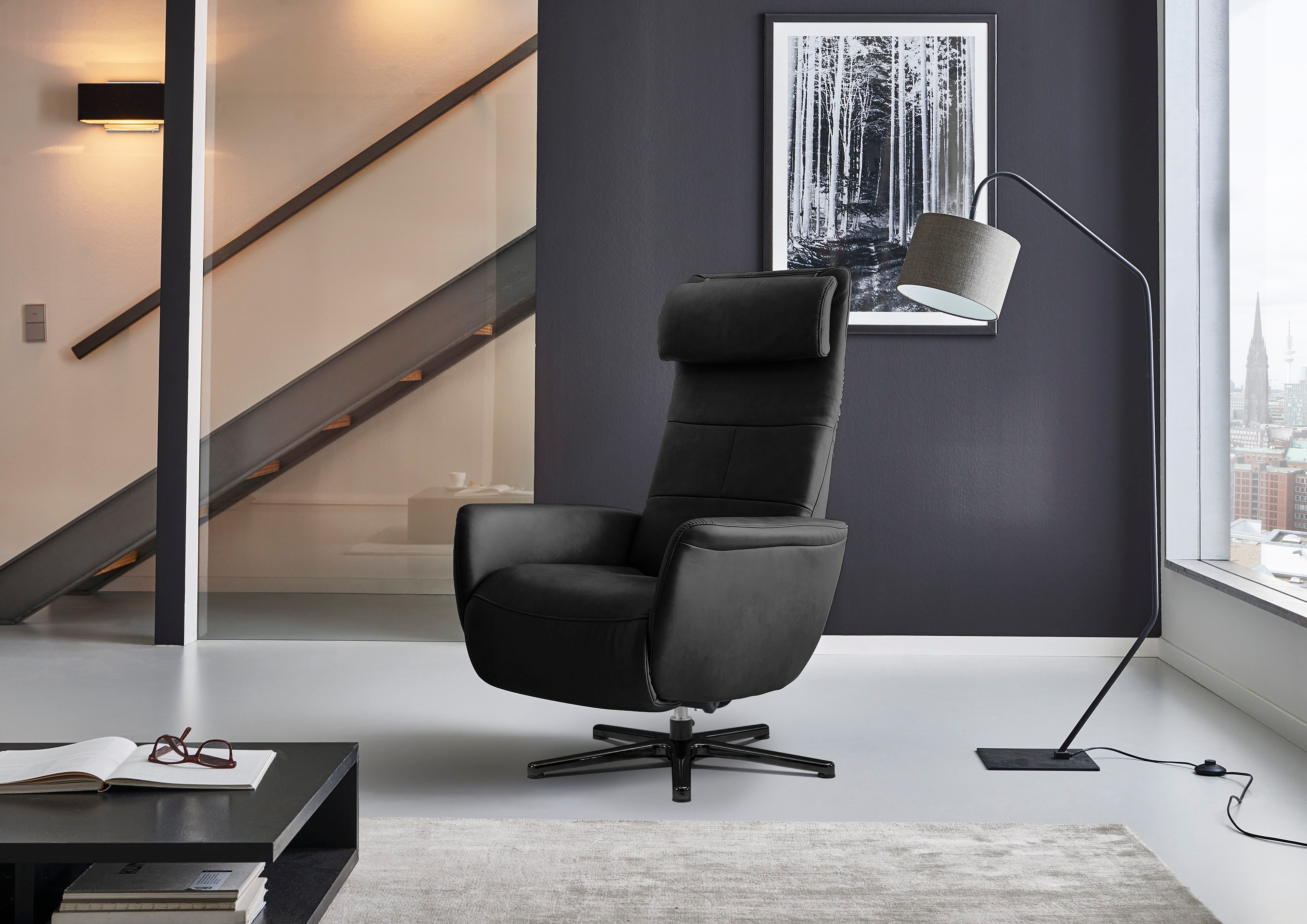 HUKLA Sessel HU-LC17037, Verstellbare Beinauflage und Rückenlehne, hochklappbare Rückenpolster