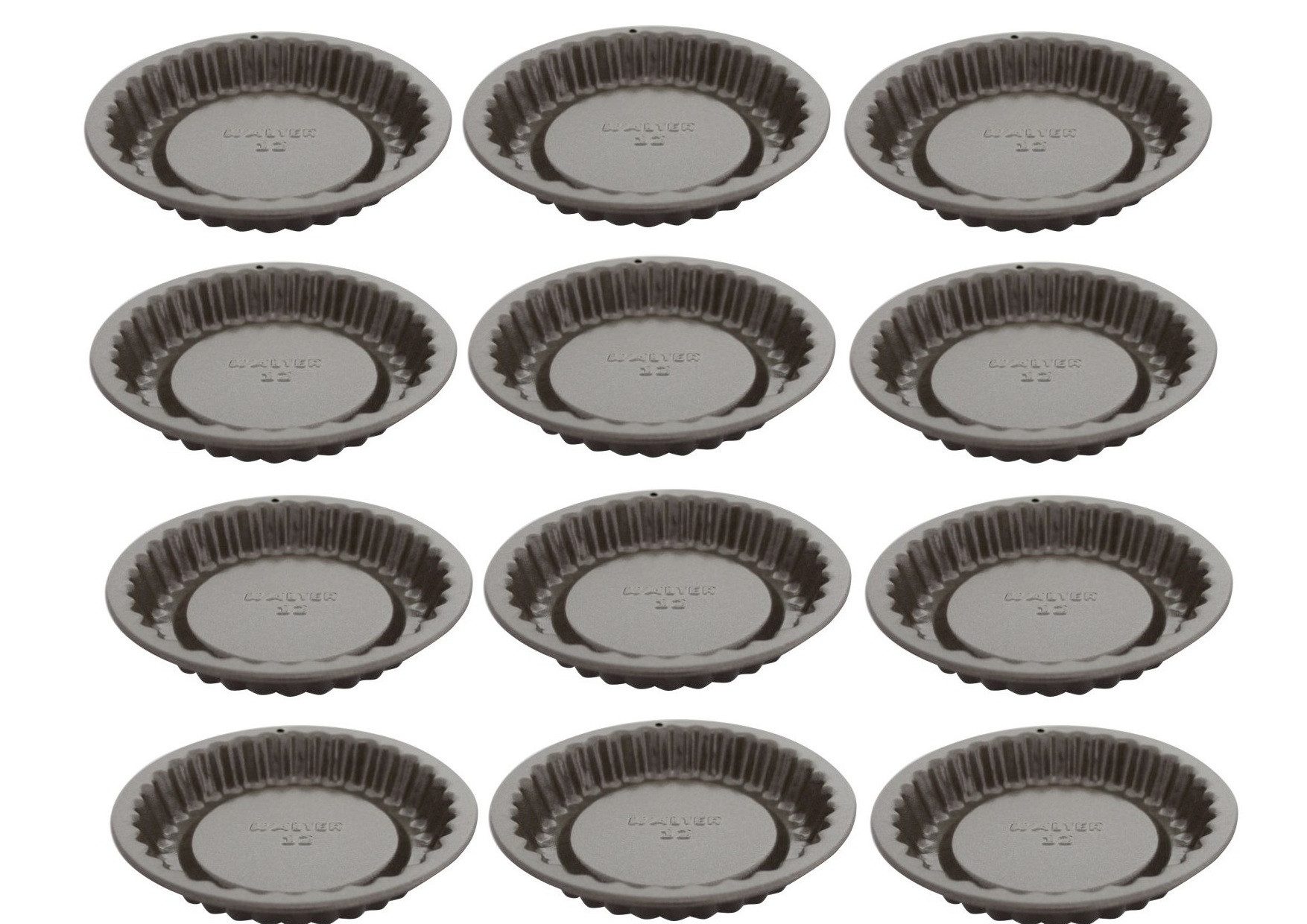 Schneider GmbH Obstkuchenform 12 x für kleine Obsttorten Wellenrand Stahlblech Antihaft