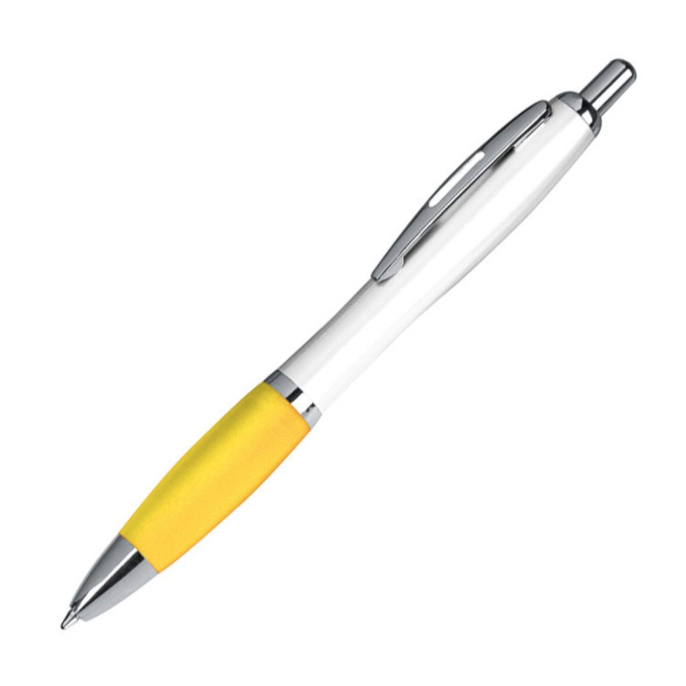 Kugelschreiber 100 Kugelschreiber aus Kunststoff / Farbe: weiß-gelb