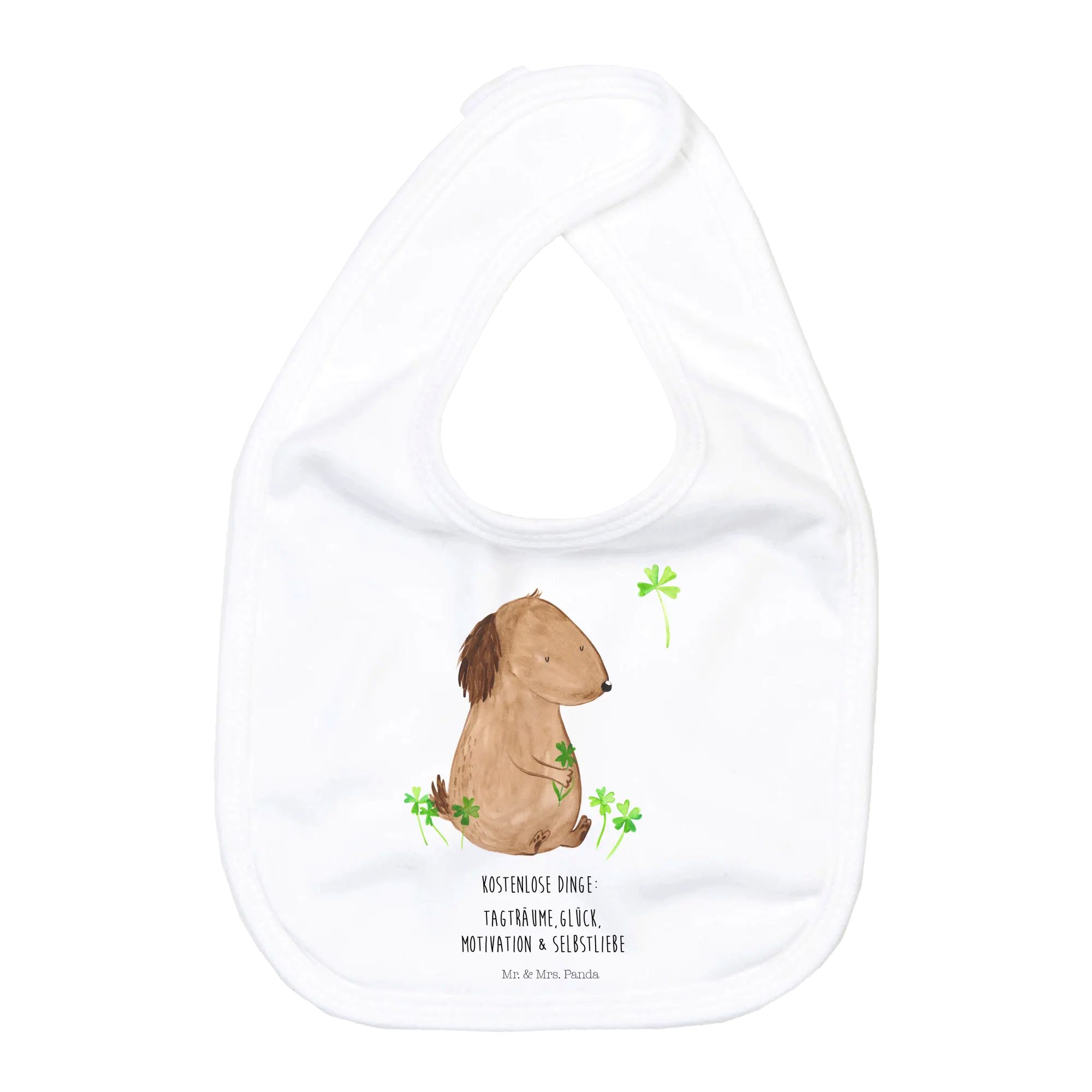 Tragetuch Hund Kleeblatt - Weiß - Geschenk, Esslätzchen Baby, Baby Lätzchen Set