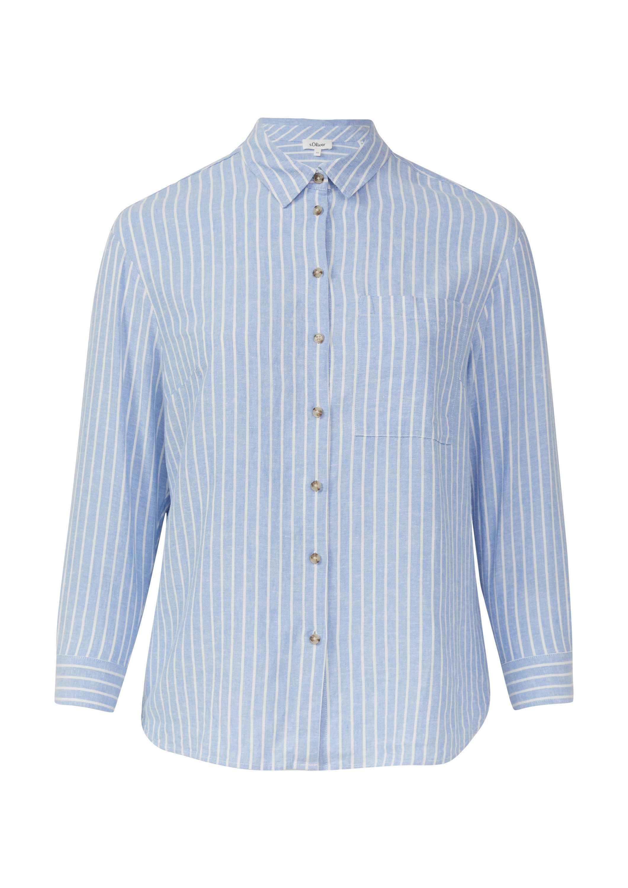 s.Oliver Langarmbluse Bluse Gestreifte Bluse aus Leinenmix mit überschnitte günstig online kaufen