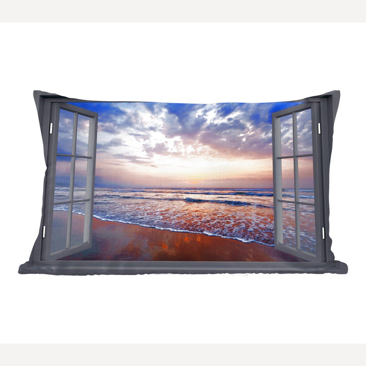 MuchoWow Dekokissen Aussicht - Meer - Strand, Wohzimmer Dekoration, Zierkissen, Dekokissen mit Füllung, Schlafzimmer