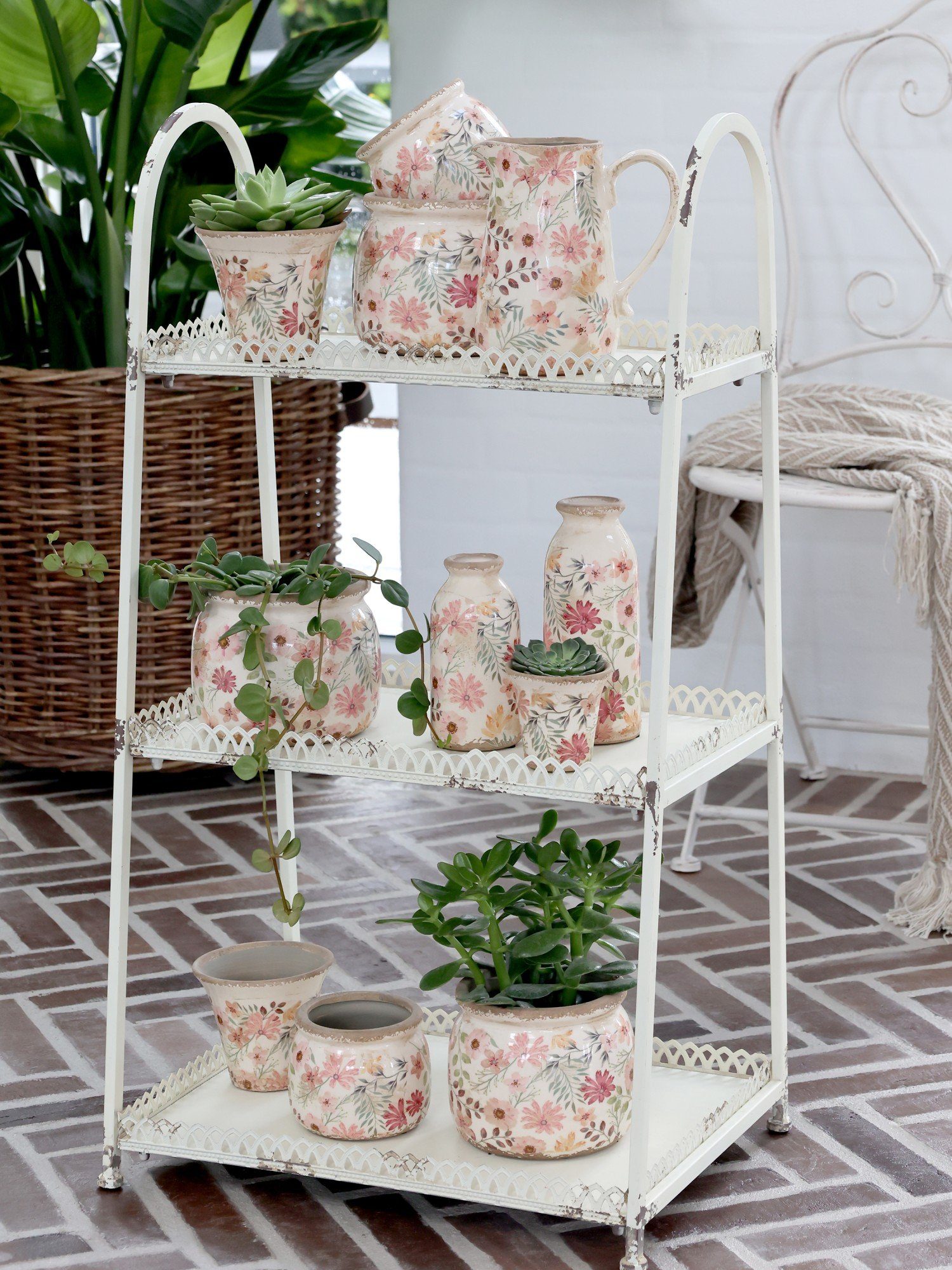 Chic Antique Standregal Chic Antique Vintage Standregal Etagere H88,5 cm creme antik Eisen, 1-tlg.