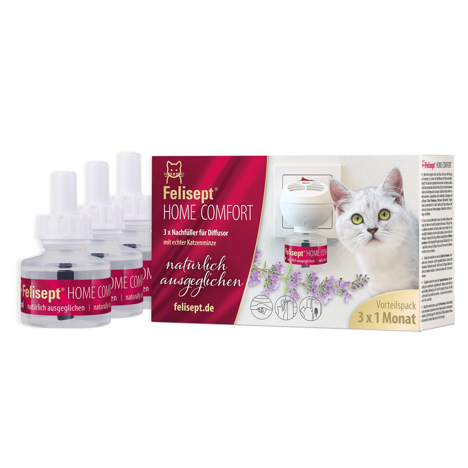 Felisept Katzenstreu Felisept Home Comfort Nachfüllflakon 3 x 45 ml Vorteilspack