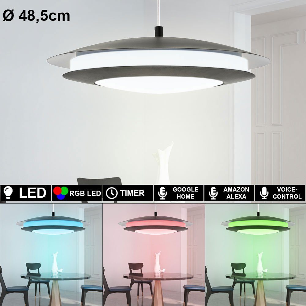 EGLO Smarte LED-Leuchte, LED-Leuchtmittel fest verbaut, Farbwechsel, Neutralweiß, Kaltweiß, Warmweiß, Tageslichtweiß, Smart Home RGB LED Decken Pendel Leuchte Wohn Zimmer Tageslicht