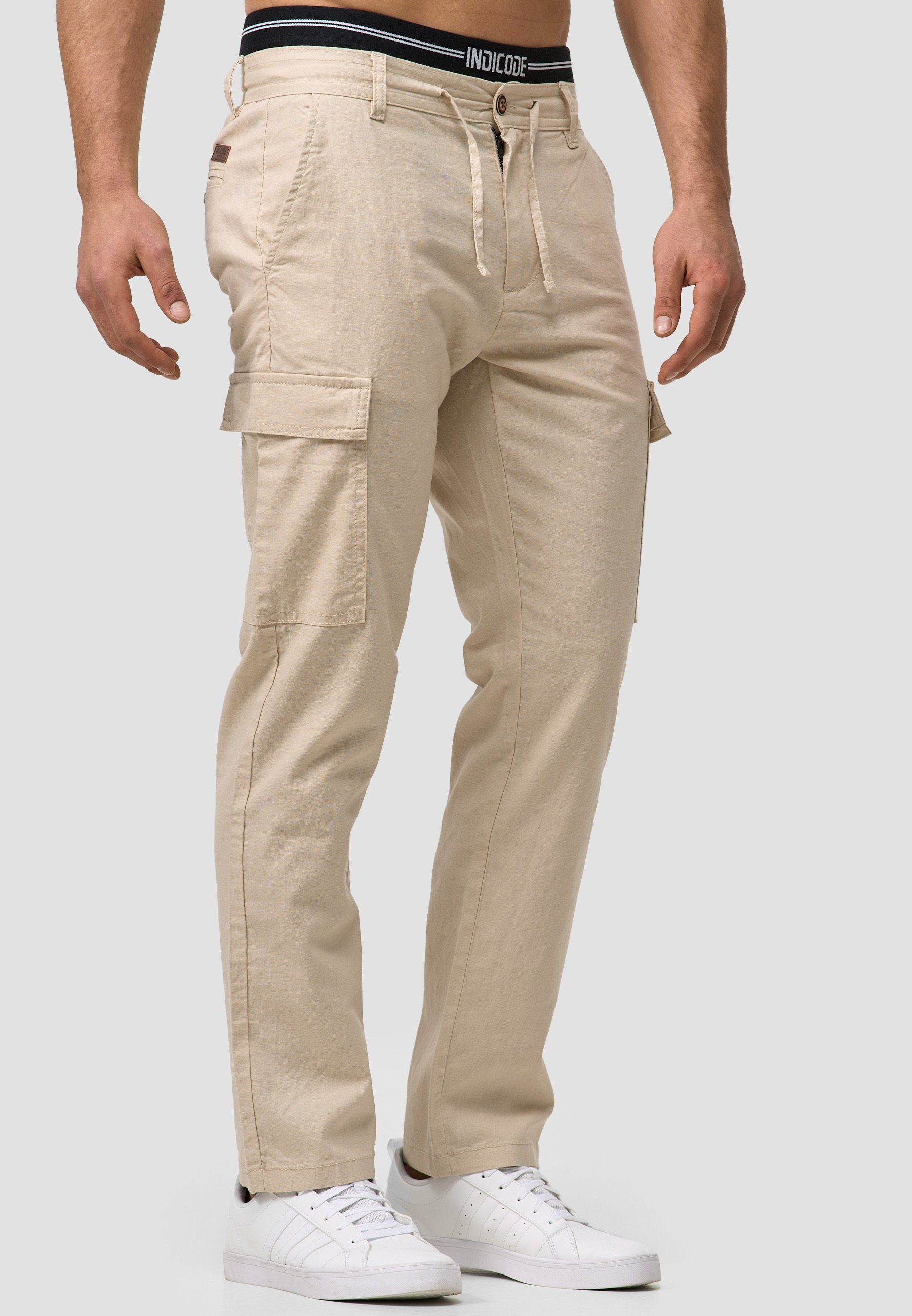 Indicode Leinenhose Herren Leonardo Sommerhose Leinen Herrenhose mit aufgesetzten Taschen