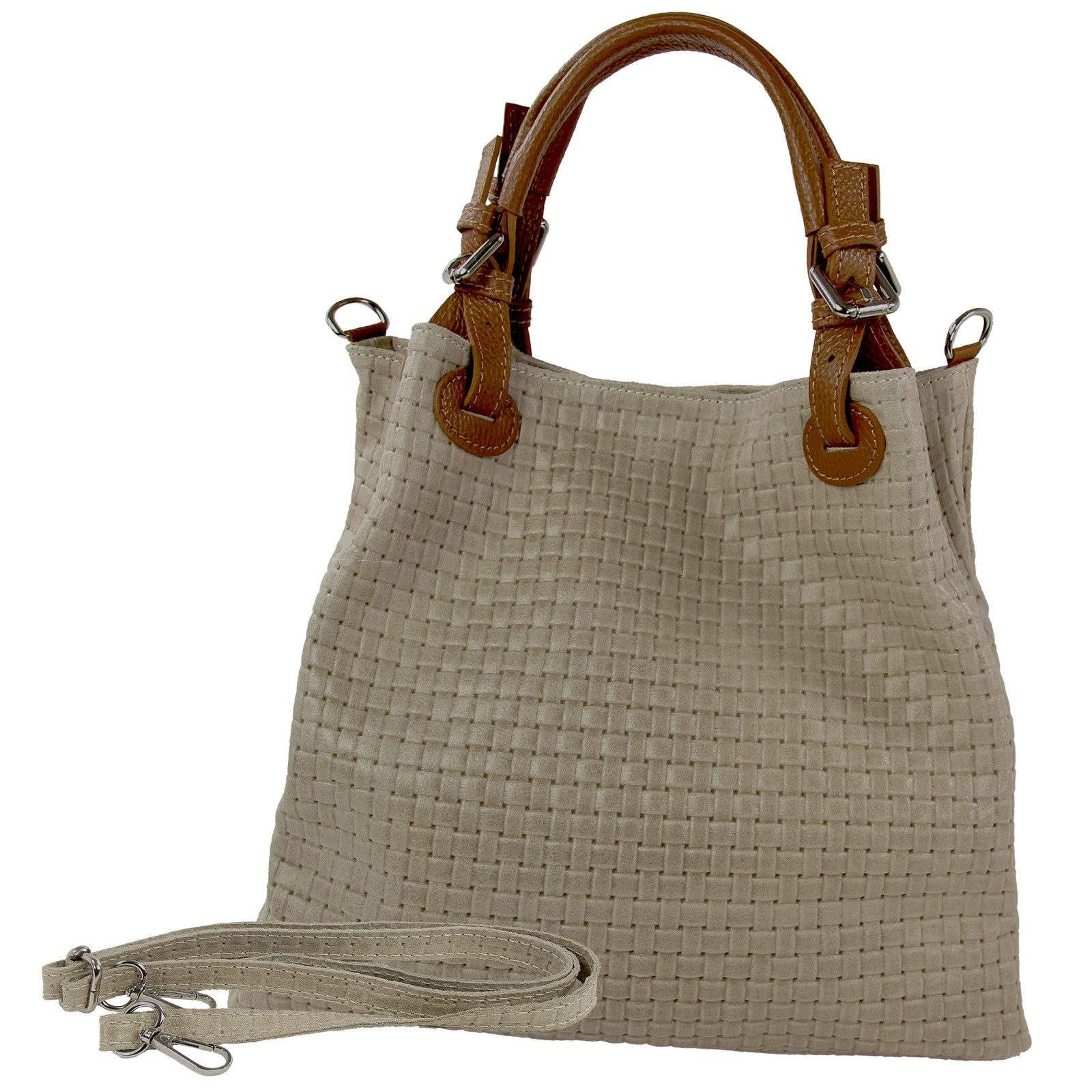 Toscanto Handtasche Toscanto Tasche taupe, beige Handtasche, (Handtasche), Damen Leder Handtasche, Umhängetasche, taupe, beige ca. 31cm