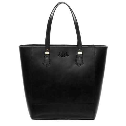 SID & VAIN Shopper Leder Umhängetasche Damen TRISH, Handtasche Echtleder für Damen, Schultertasche schwarz