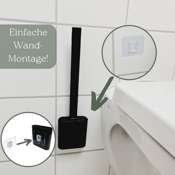 GarPet WC-Garnitur 2x Klobürste Silikon schwarz Set Wandmontage Toilettenbürste