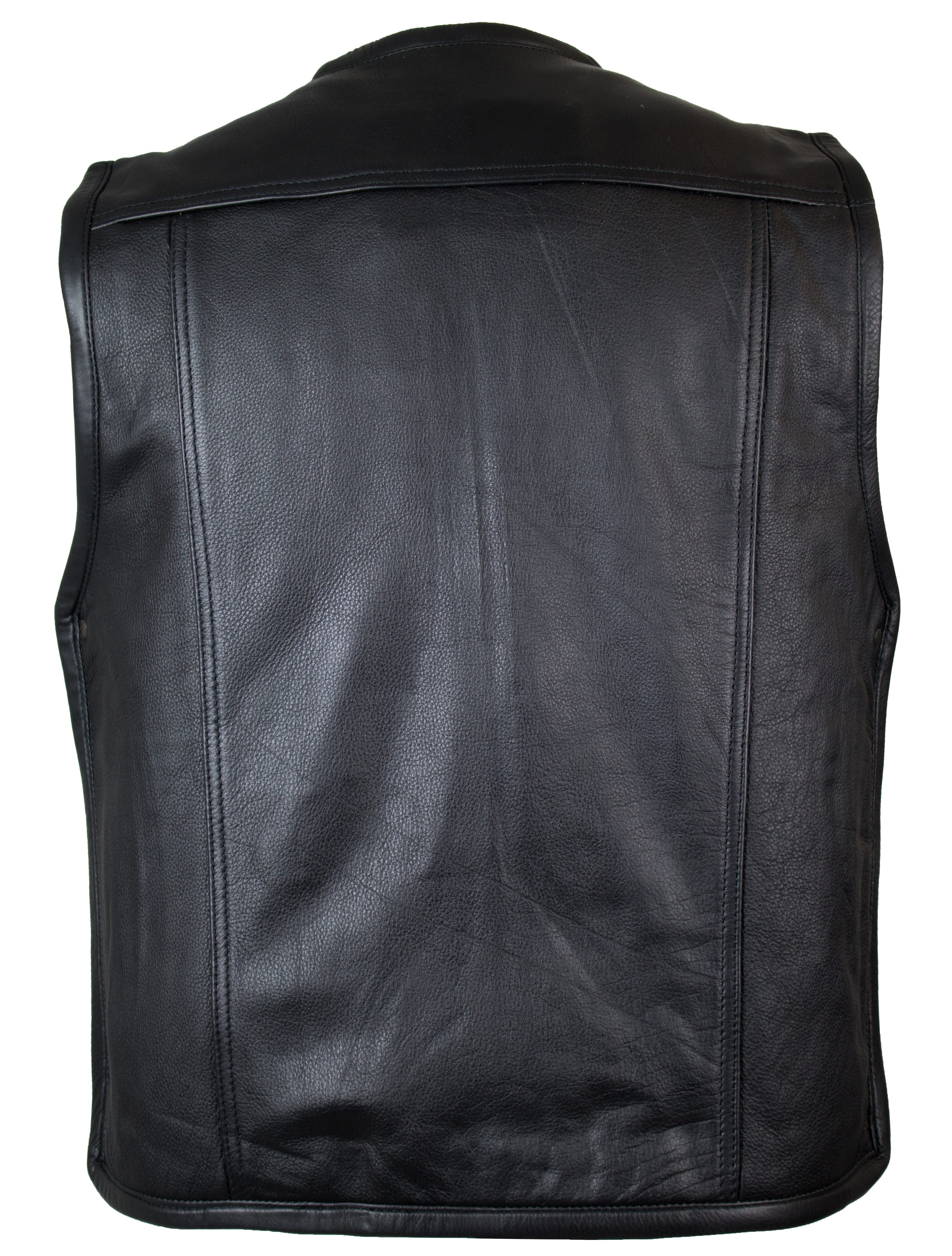 MDM Motorradweste Herren Motorrad Lederweste mir erweiterbaren Reißverschlu günstig online kaufen