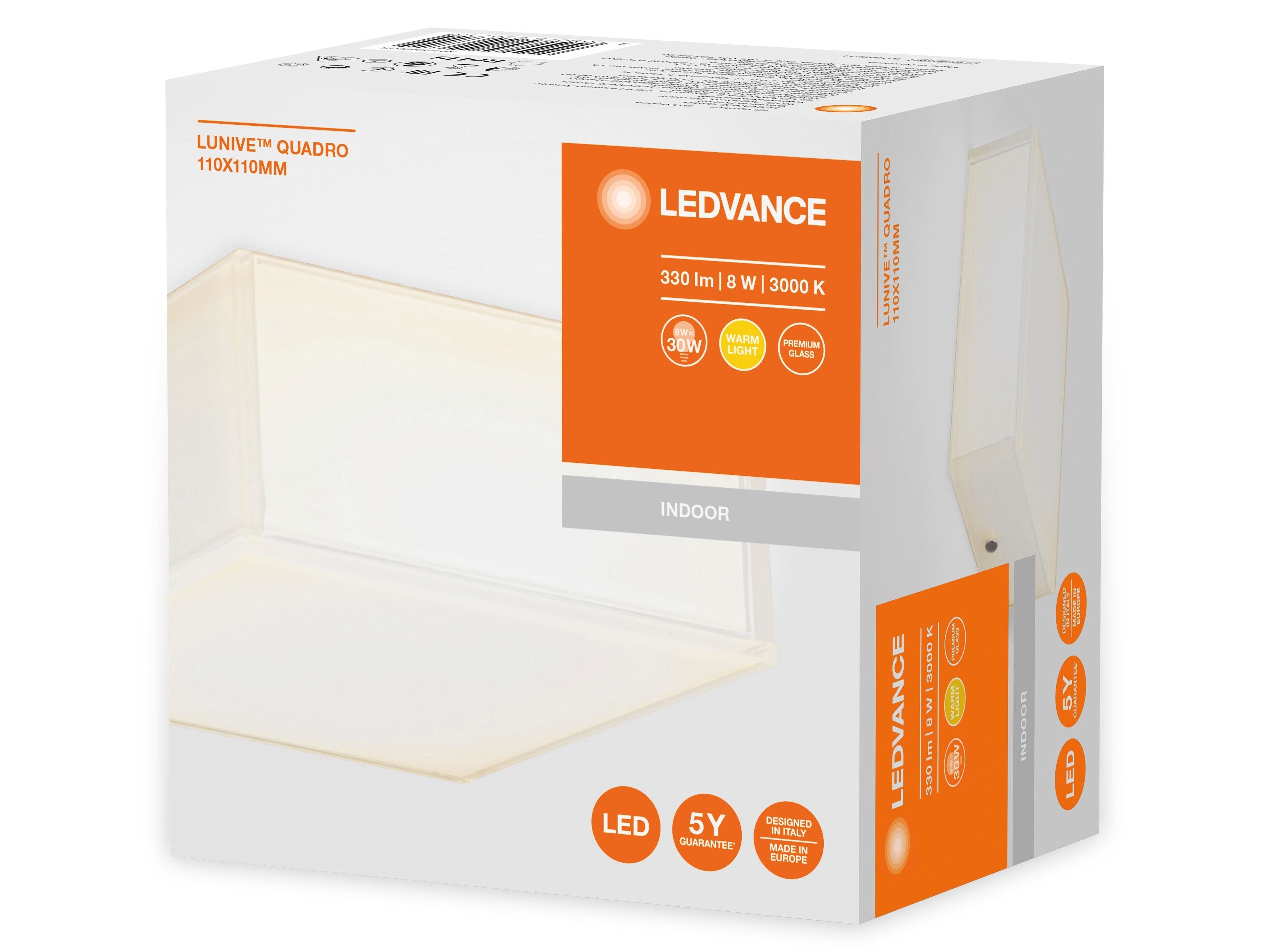 W, Ledvance LED-Leuchte Lunive LED-Deckenleuchte LEDVANCE 330 8 Quadro,