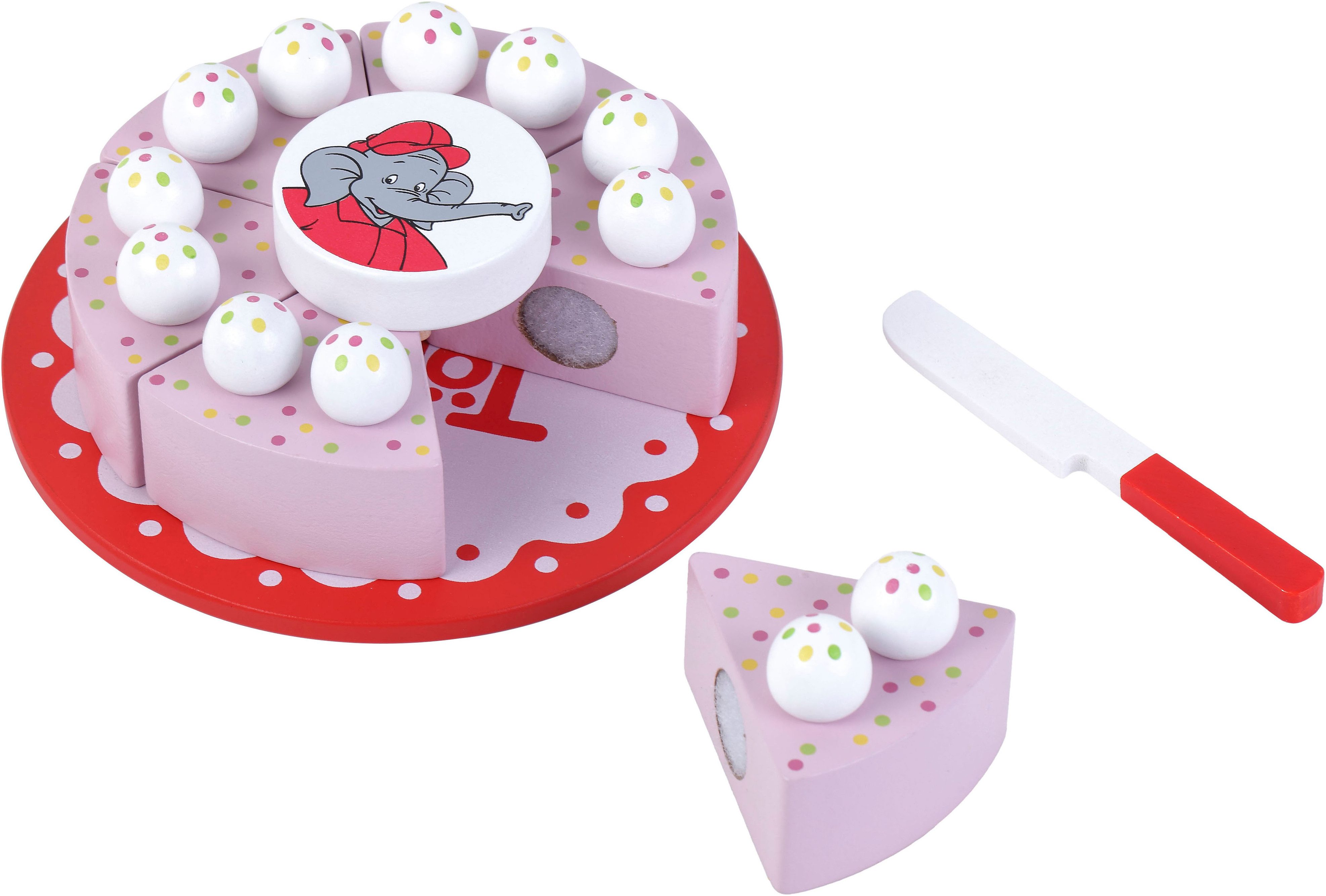 Tanner Spiellebensmittel Benjamin Blümchen Torte, zum Schneiden; aus Holz