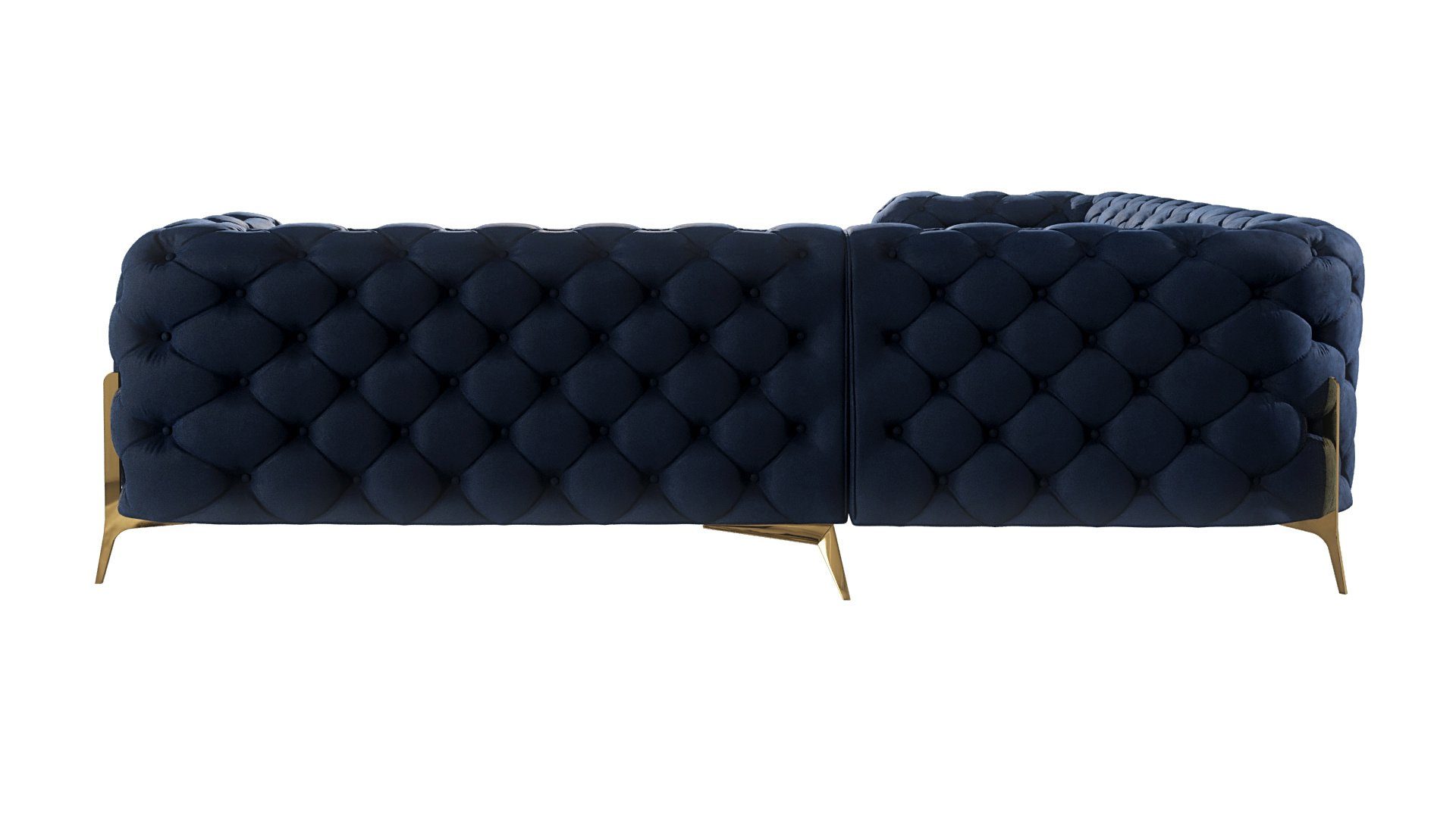S-Style Möbel mit Marineblau Ecksofa mit Chesterfield Füßen, Metall Ashley Goldene Wellenfederung