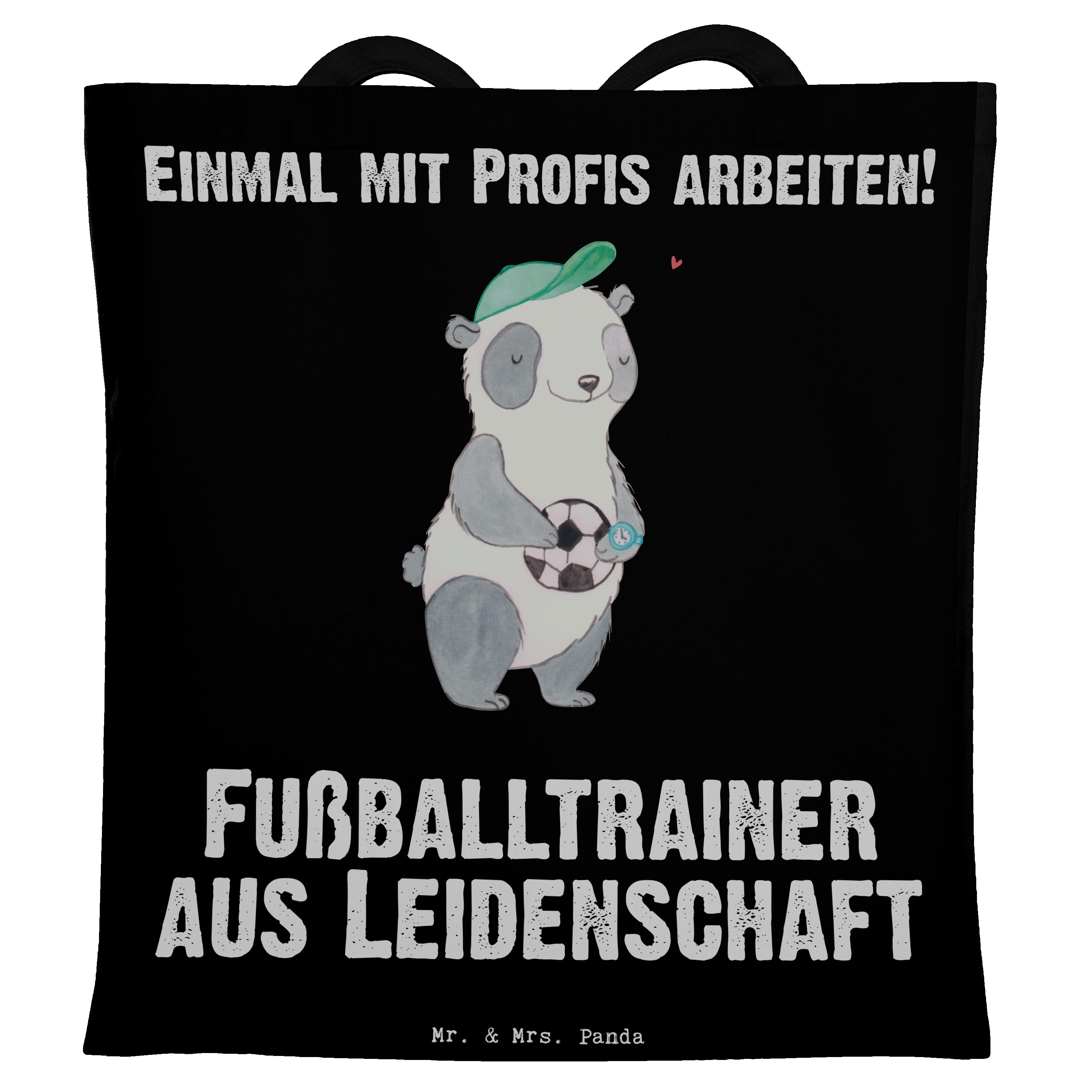 Fußballtrainer Schwarz & Tragetasche aus Leidenschaft - Panda Mr. Glücksbringer, Mrs. (1-tlg) - Geschenk,