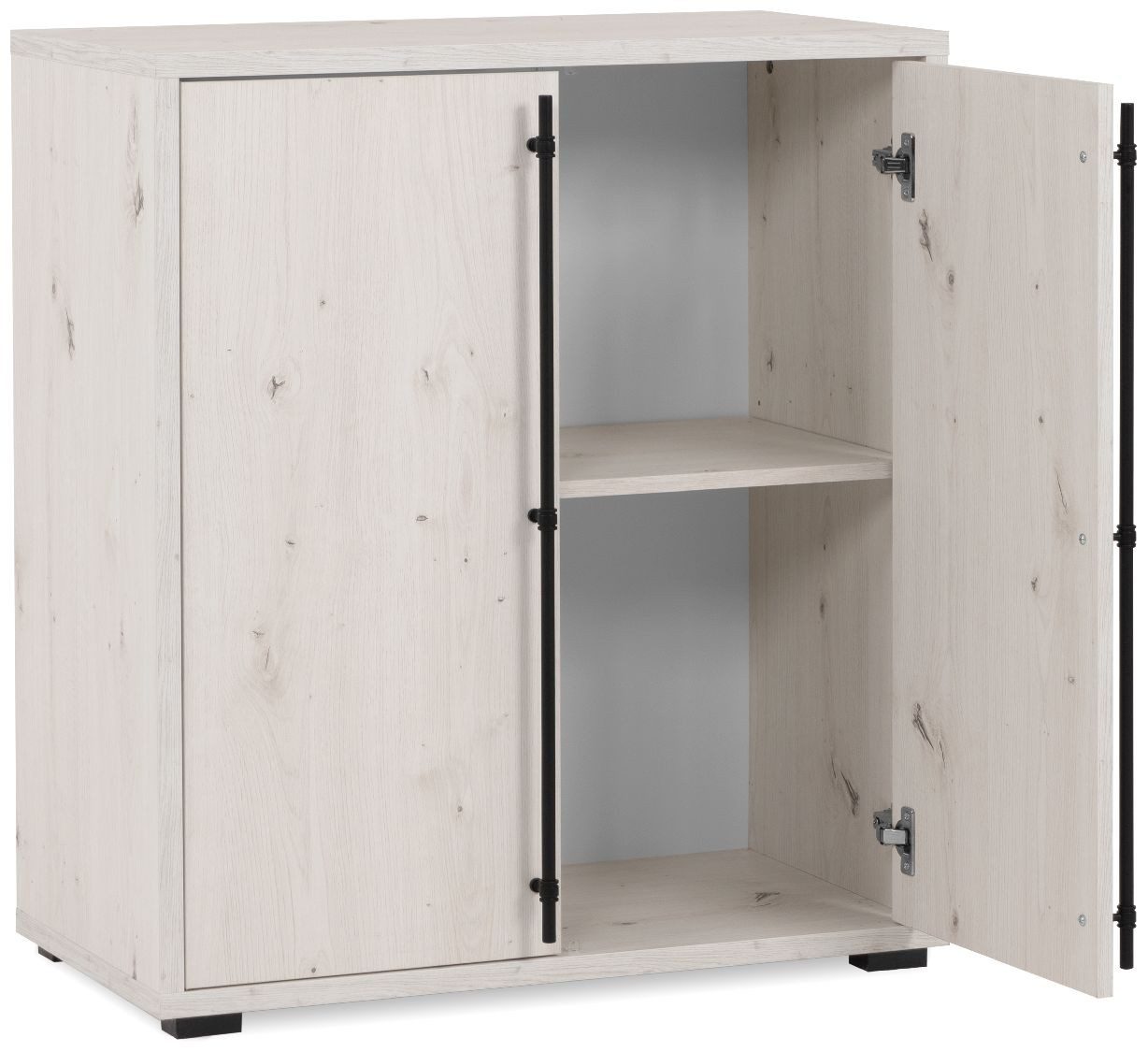 Finori Kommode, Dekor Artisan Oak, weiß, ABS-Kante, Metallgriffe, 75 x 85 x 38,5 cm