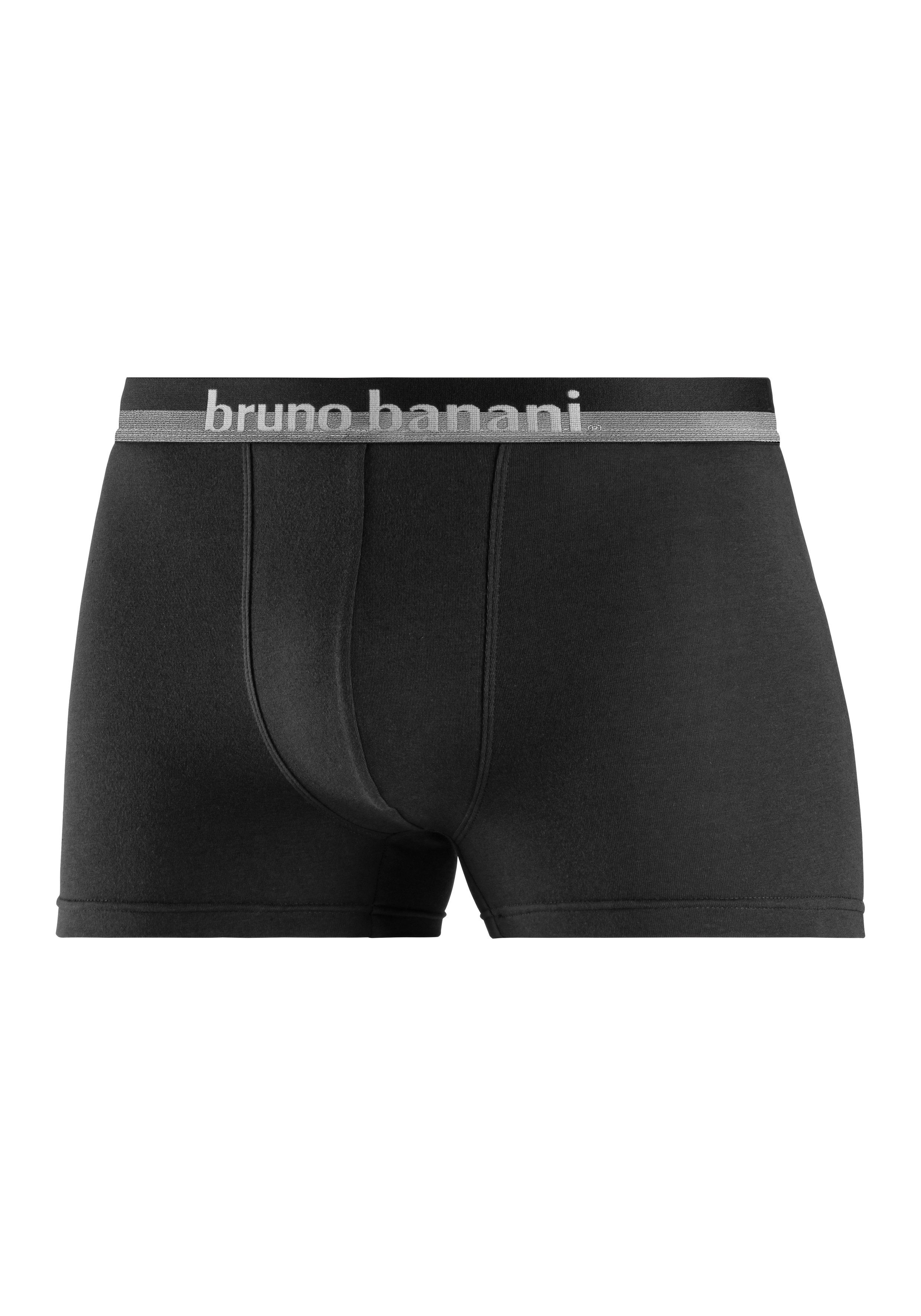 Bruno Banani Boxer rot, dem auf 4-St) mit schwarz (Packung, grau-meliert, Bund Logo-Druck erhabenem bordeaux