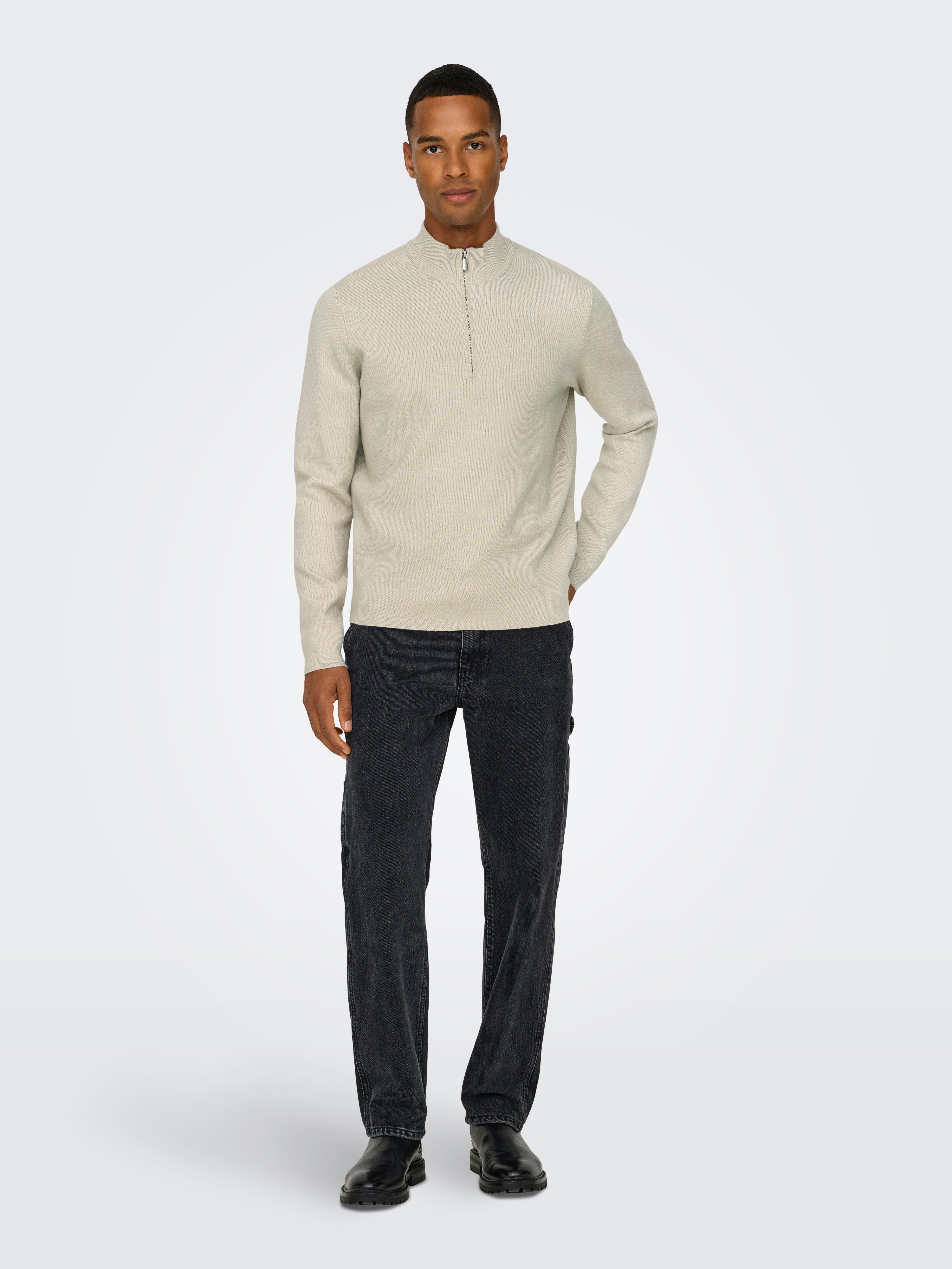 ONLY & SONS Troyer ONSCOOPER REG 12 HALF ZIP HIGH NECK KNIT – Bild 4 von 5